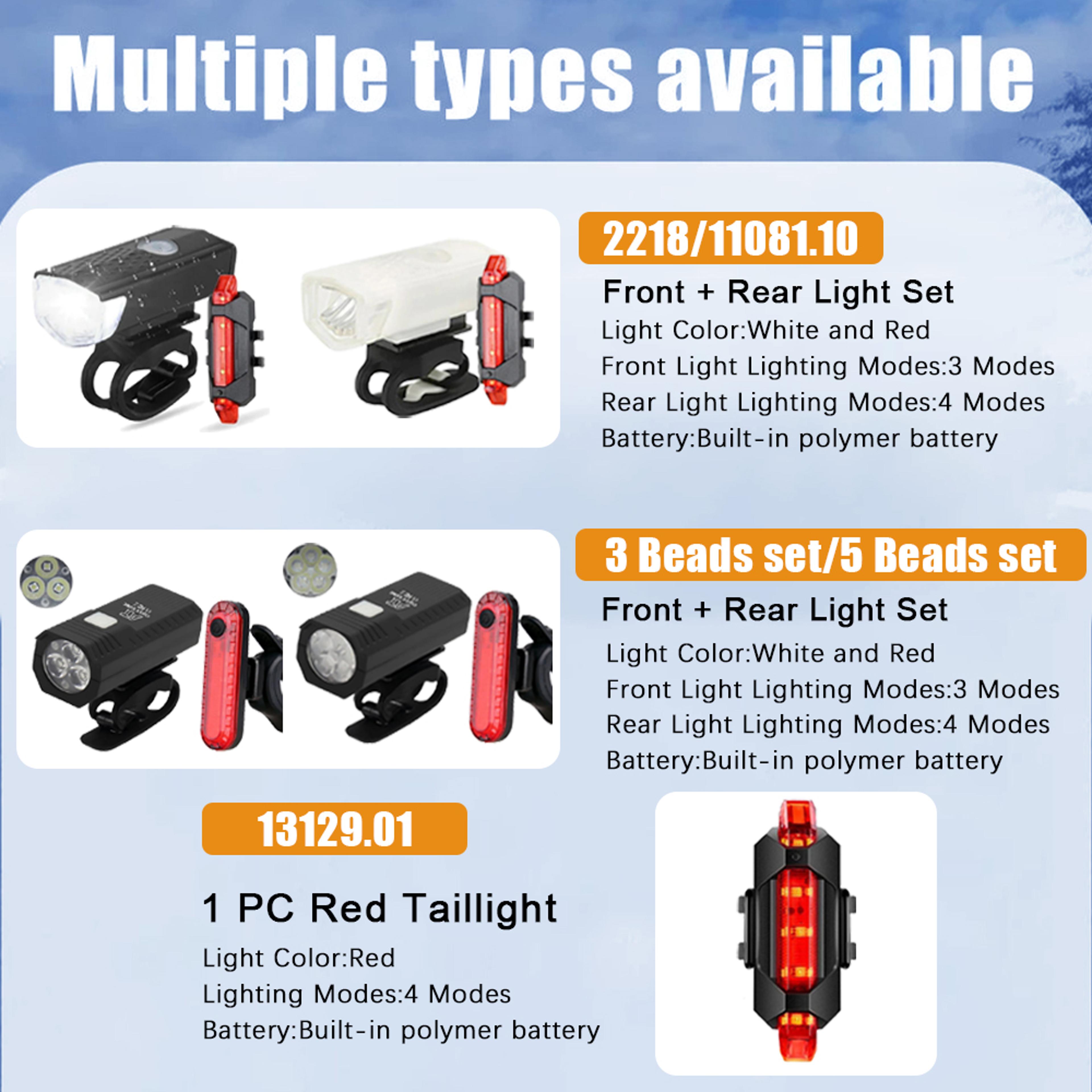USB Rechargeable Bike Light Set Front  Rear LED Lights With Modes For Safe Cycling 6