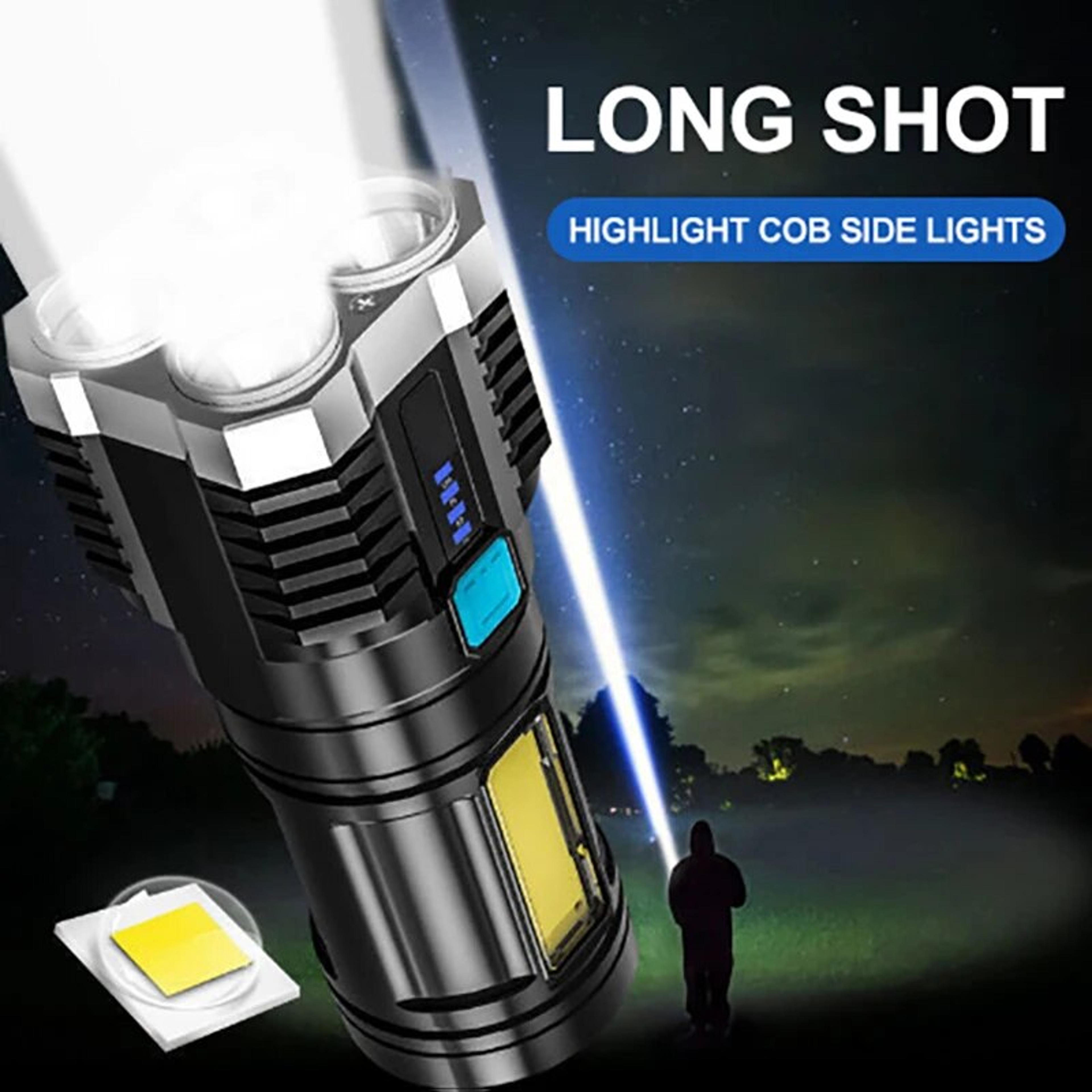 High Power LED Flashlight With COB Side Light Rechargeable Portable Hand Lantern For Camping And Ou 0