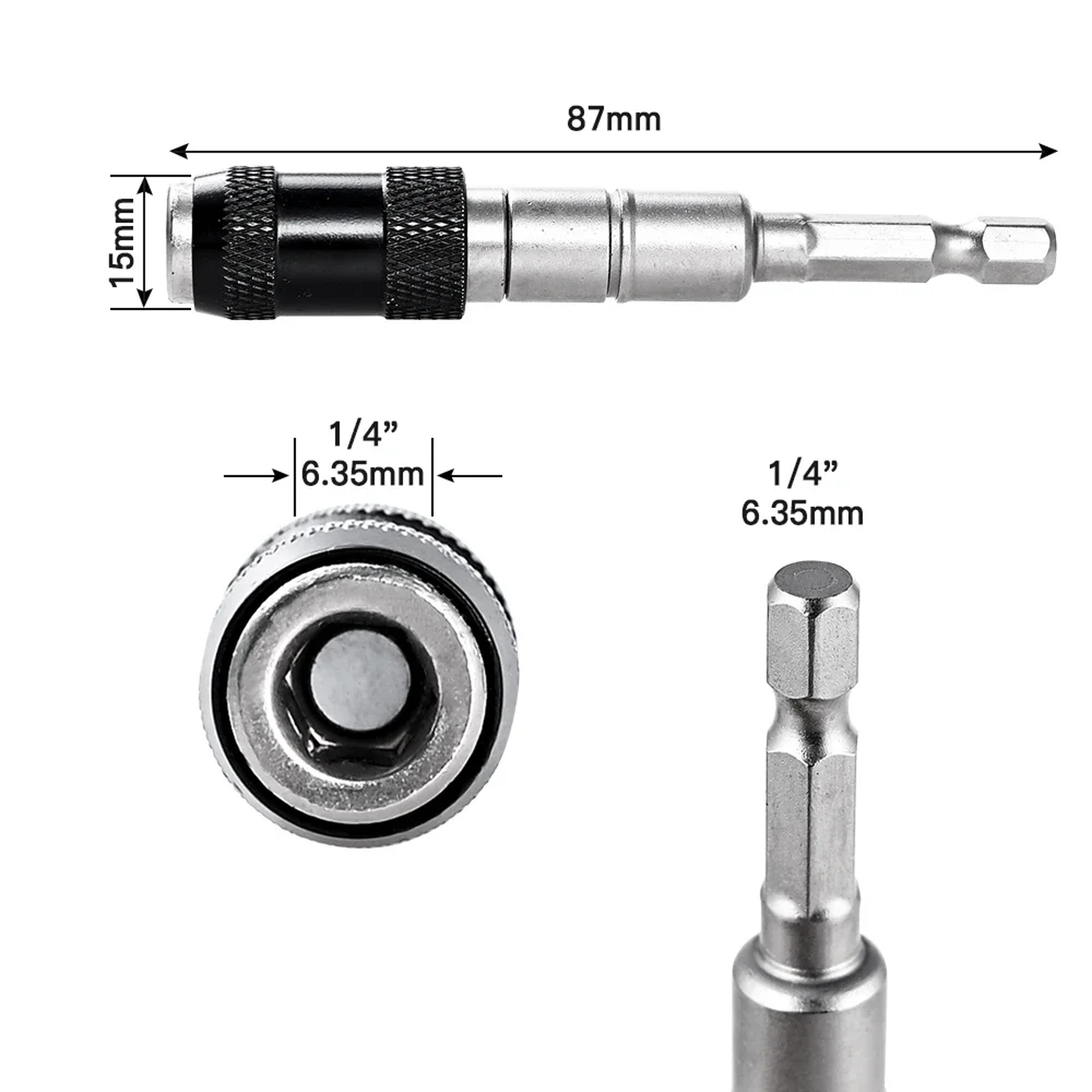 Magnetic Pivot Drill Bit Holder With Quick Release Hex Extension For Tight Spaces 3