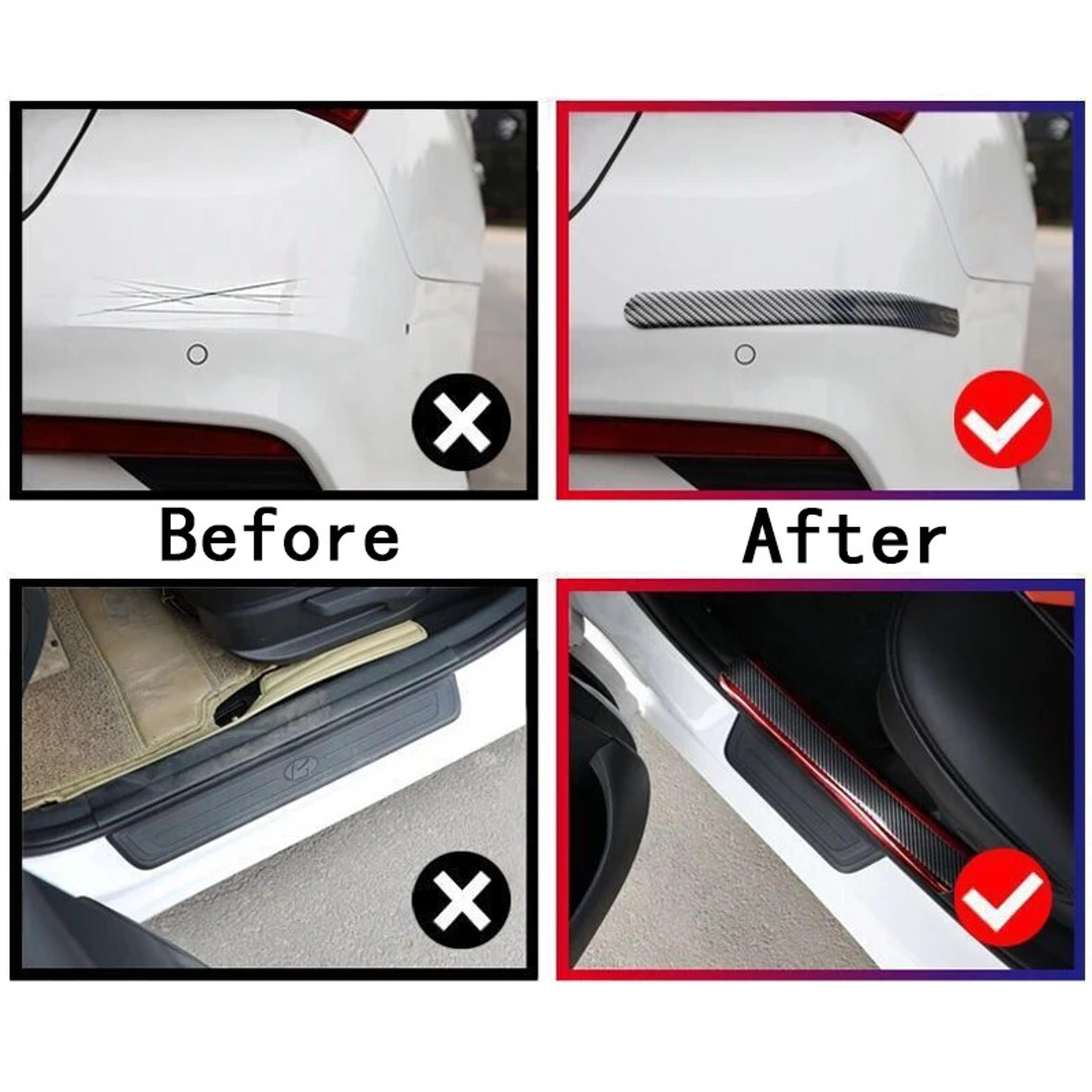 Car Threshold Protector Strip Anti Scratch Rubber Bumper Sticker With Carbon Fiber Texture 5