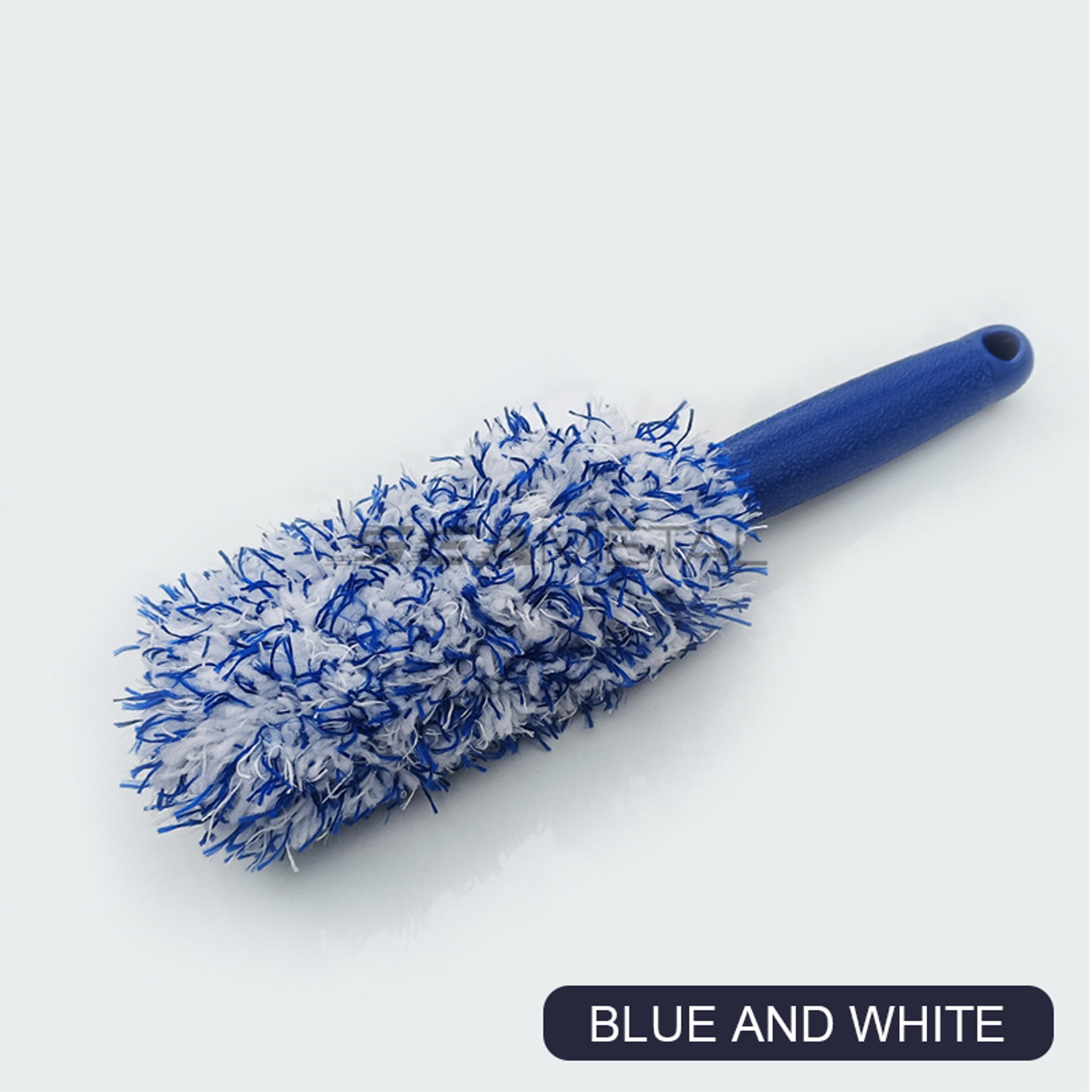 car wheel tire rim cleaning brush portable plush detailing tool for hub, rim & tire care