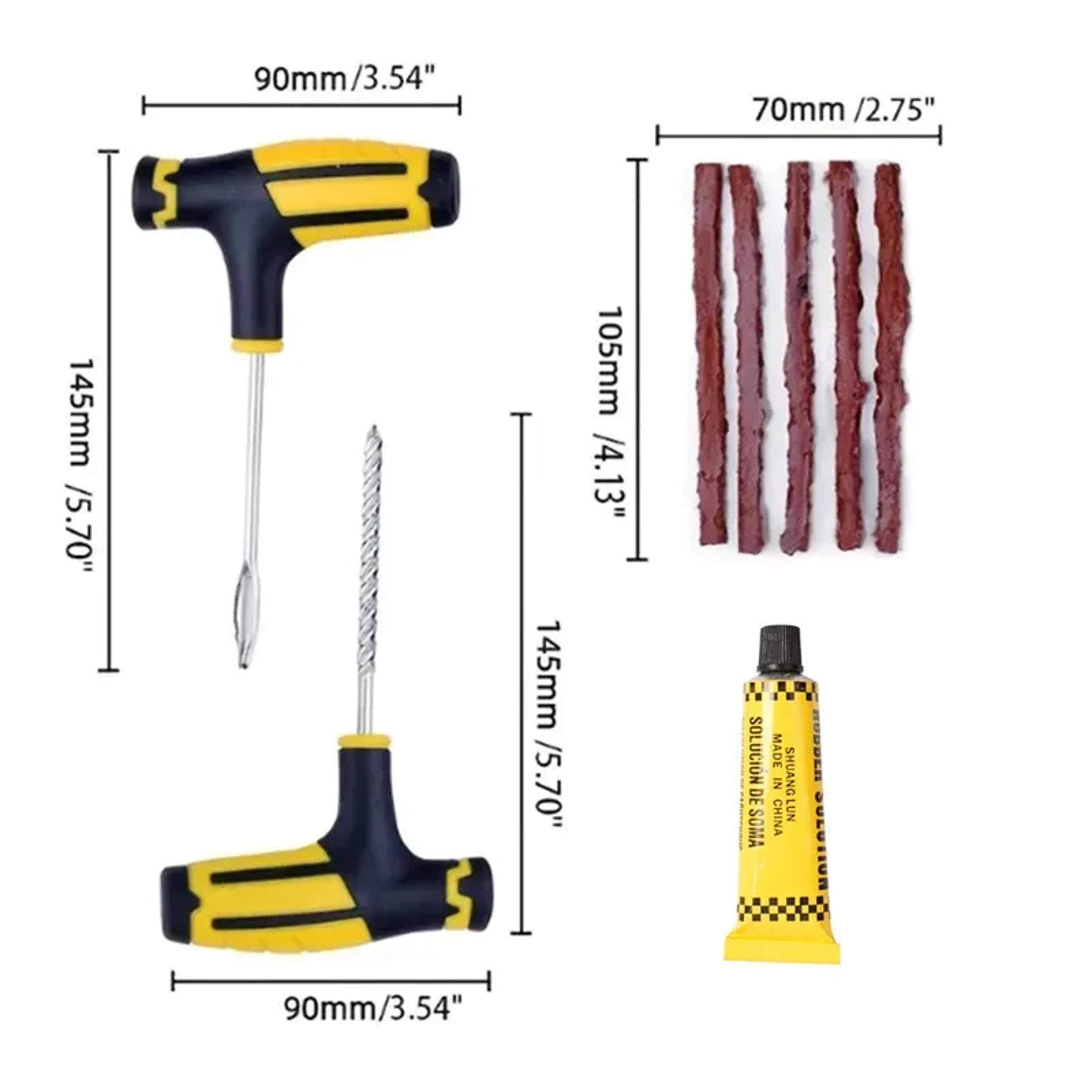 Car Tire Emergency Repair Kit With Plug Tools For Fast Tubeless Puncture Fix 5