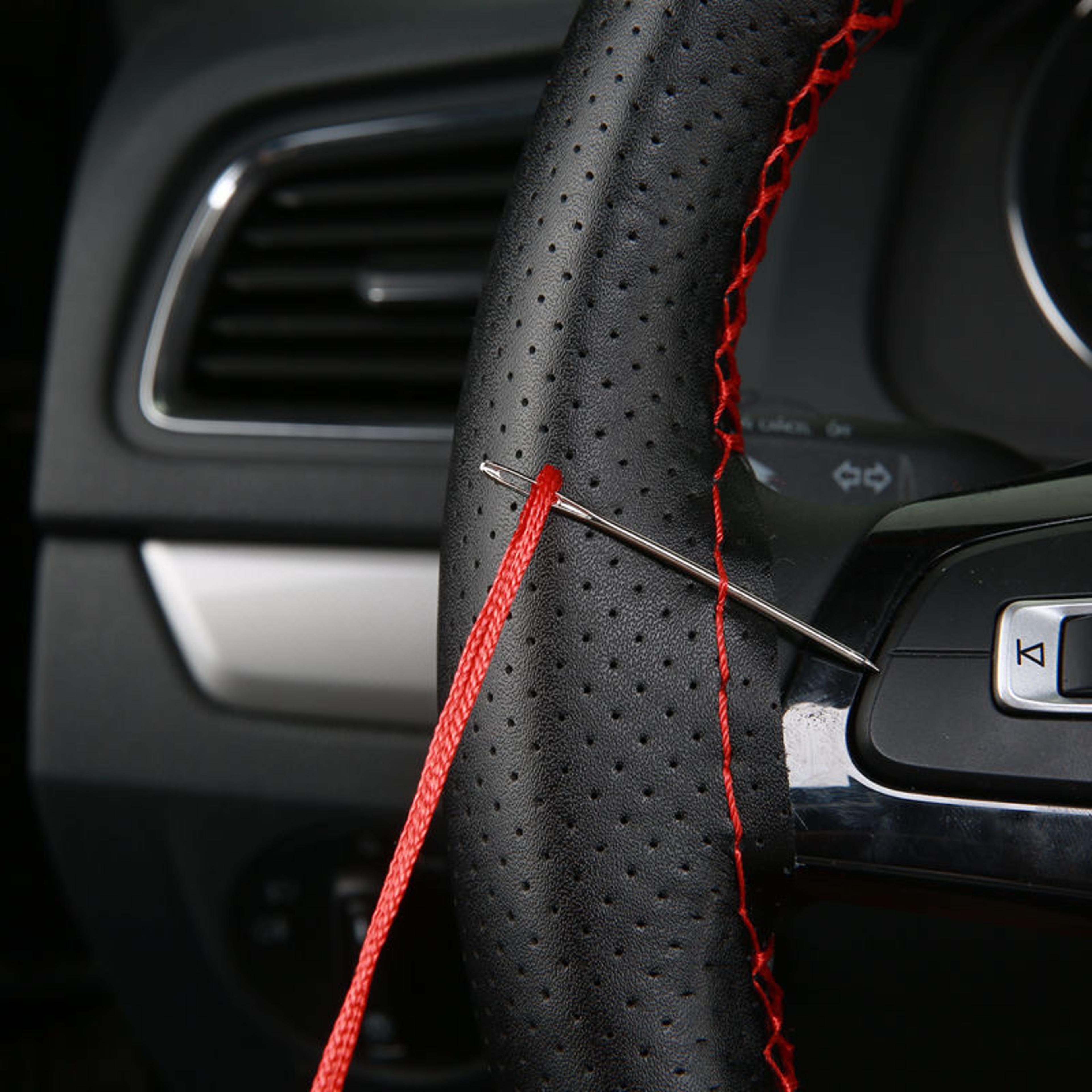 Leather Steering Wheel Cover Kit Soft Artificial Leather With Needles  Thread For Wheels 8