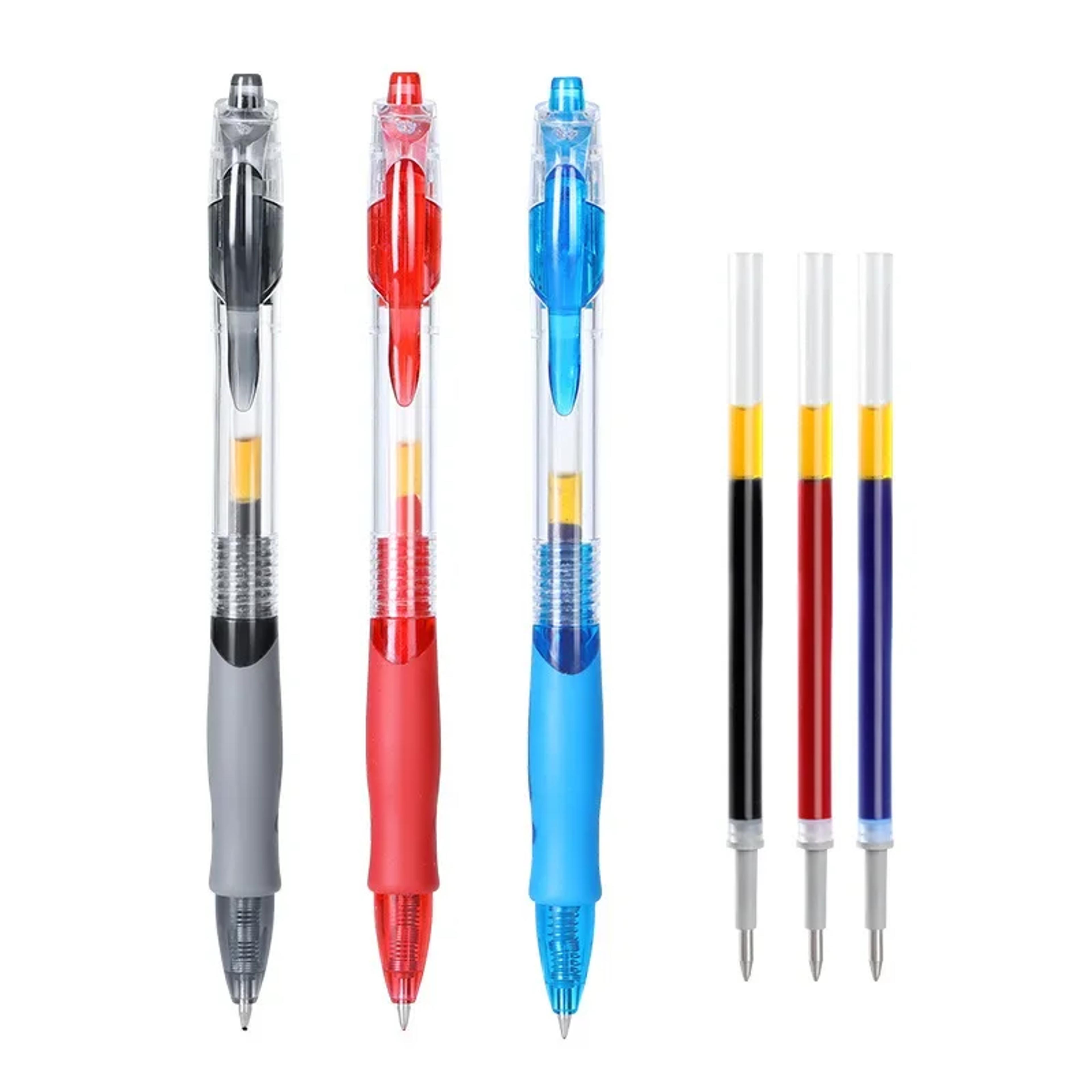 Retractable Gel Pens Set Black Red Blue Ink Ballpoint For Writing  Office Supplies 5