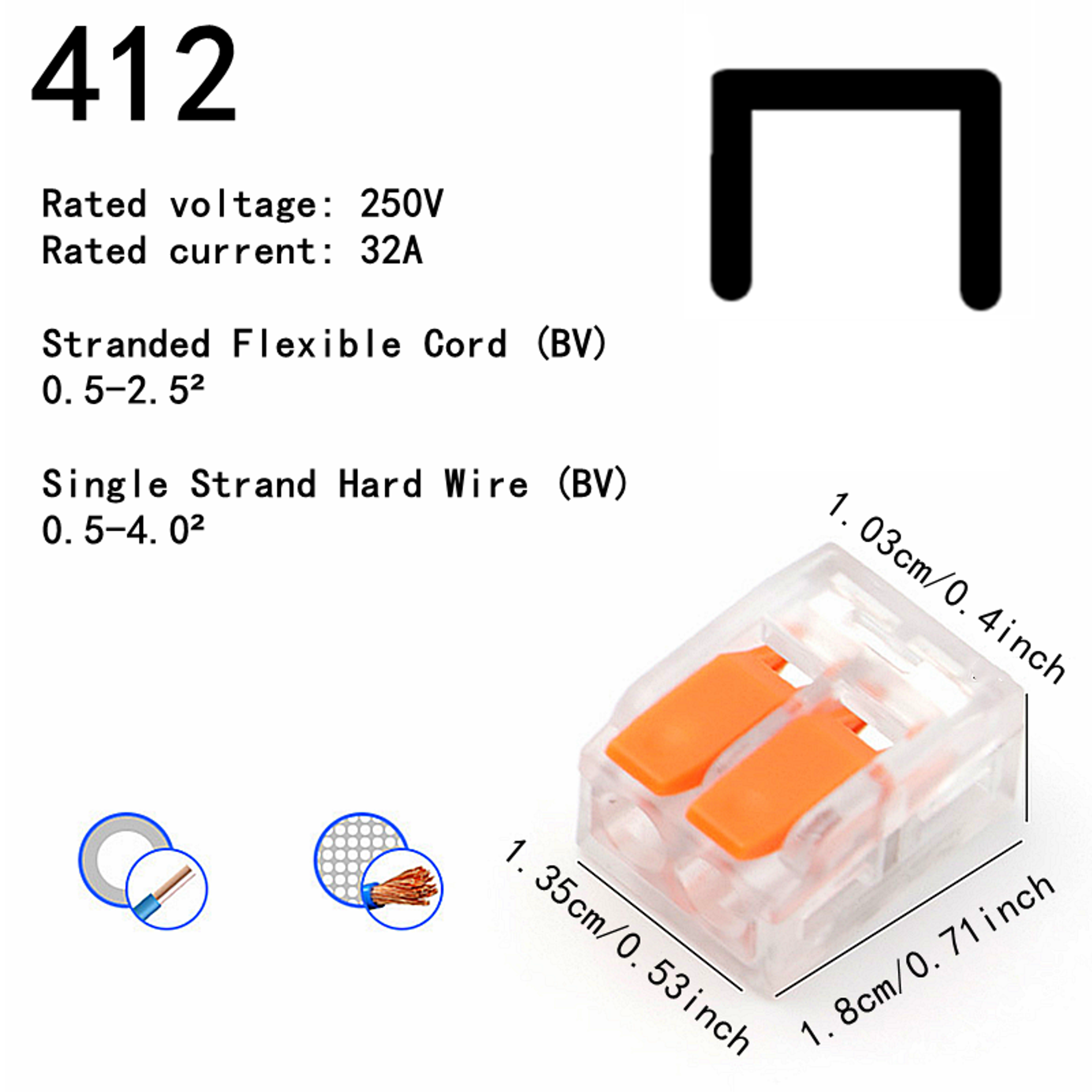 Orange Universal Quick Plug In Terminals Electrical Wire Connectors Set 2