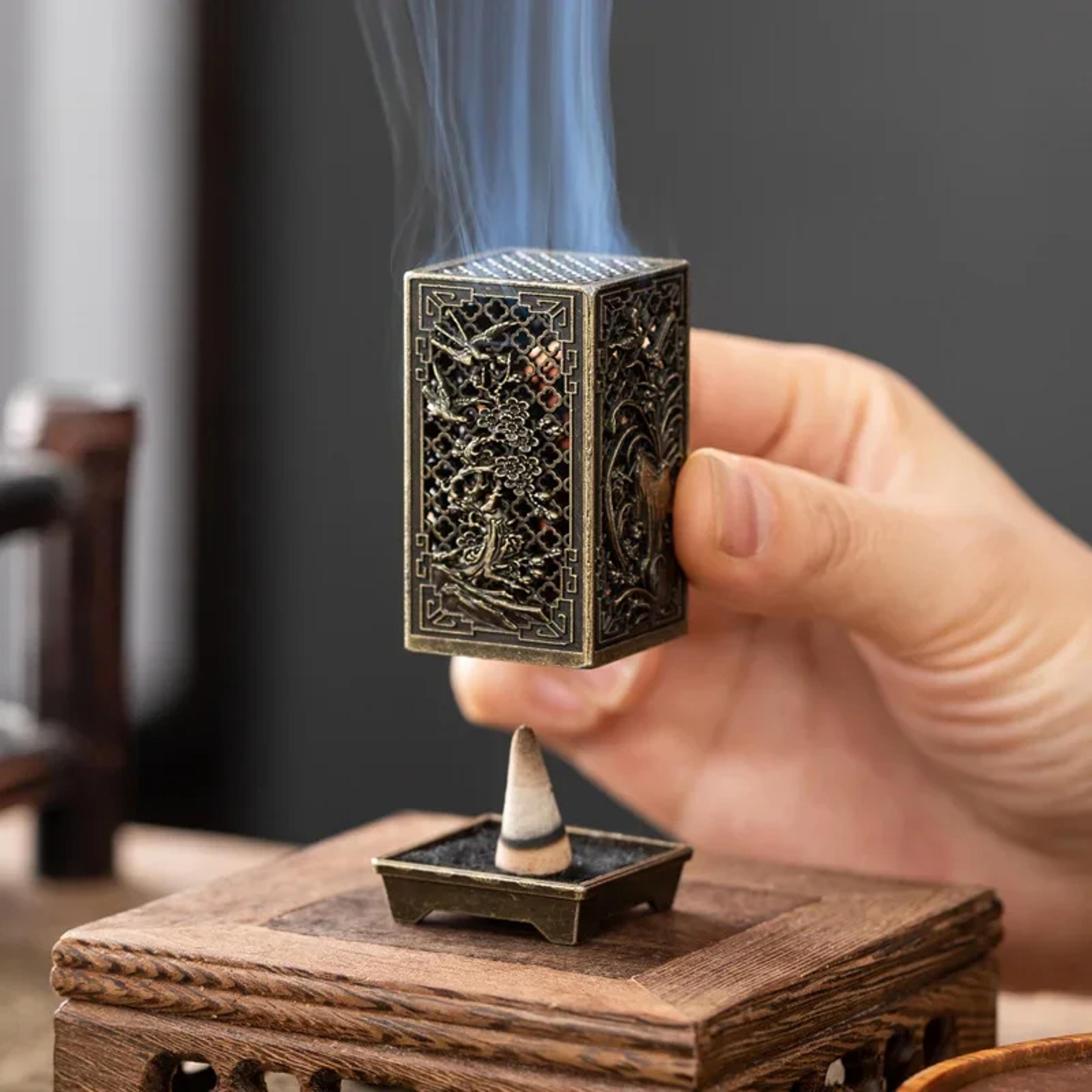Alloy Incense Holder Square Vertical Aromatherapy Burner 2