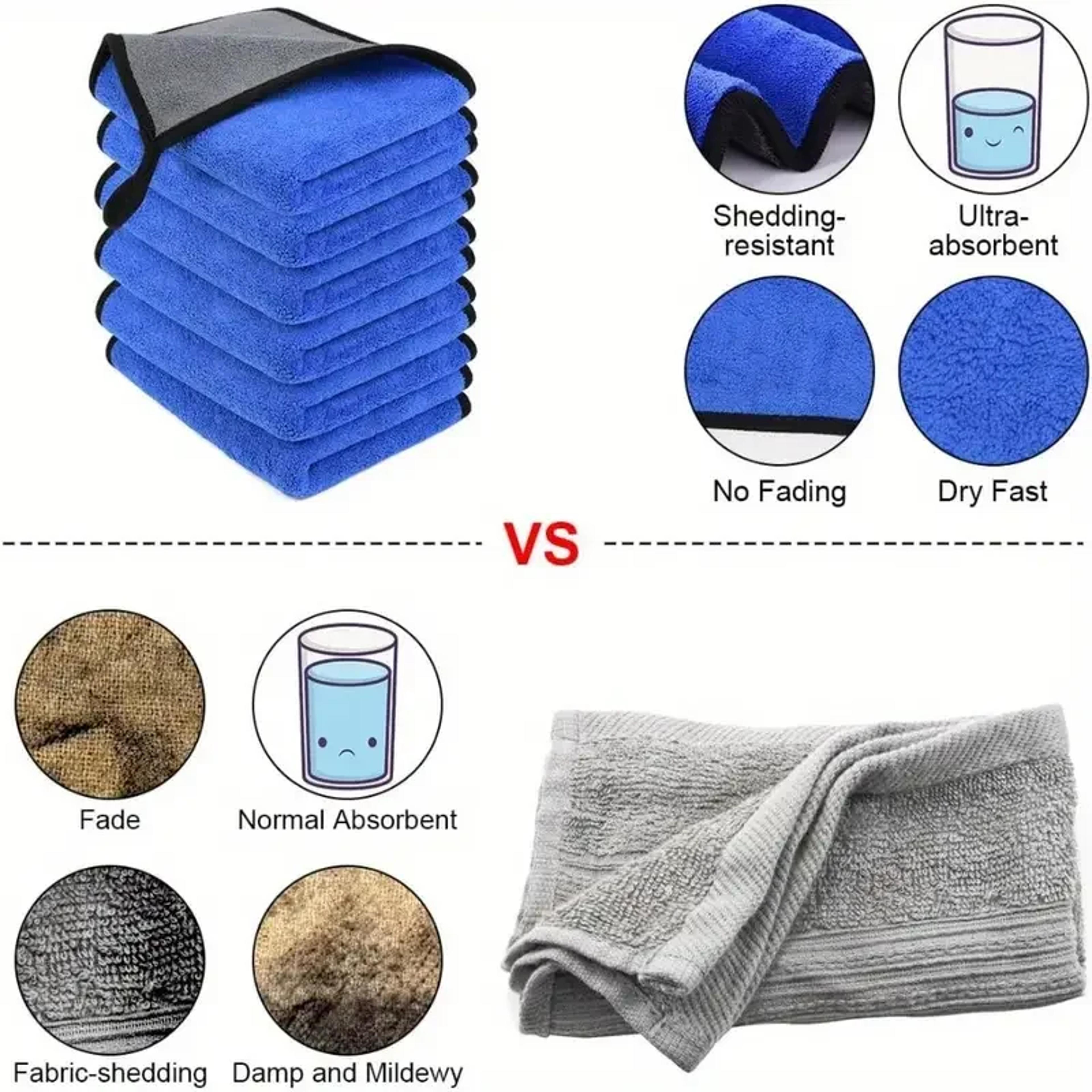 Microfiber Car Washing Towel Quick Drying  Soft Dual Layer Cleaning Cloth For Windows  Mirrors 2