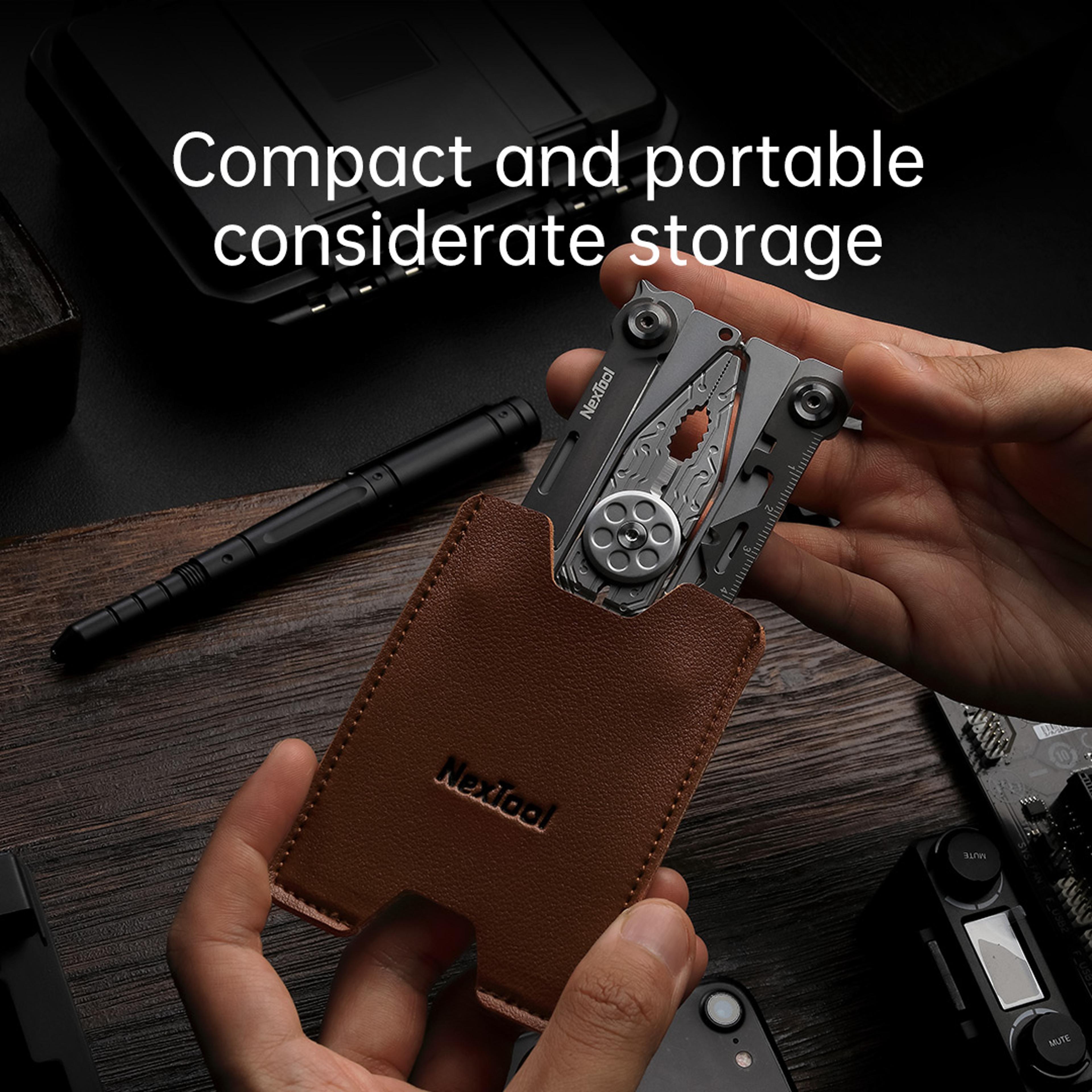Silver Blade EDC Tool Portable Multi Function Pliers Screwdriver Wrench Knife With Leather Bag 5