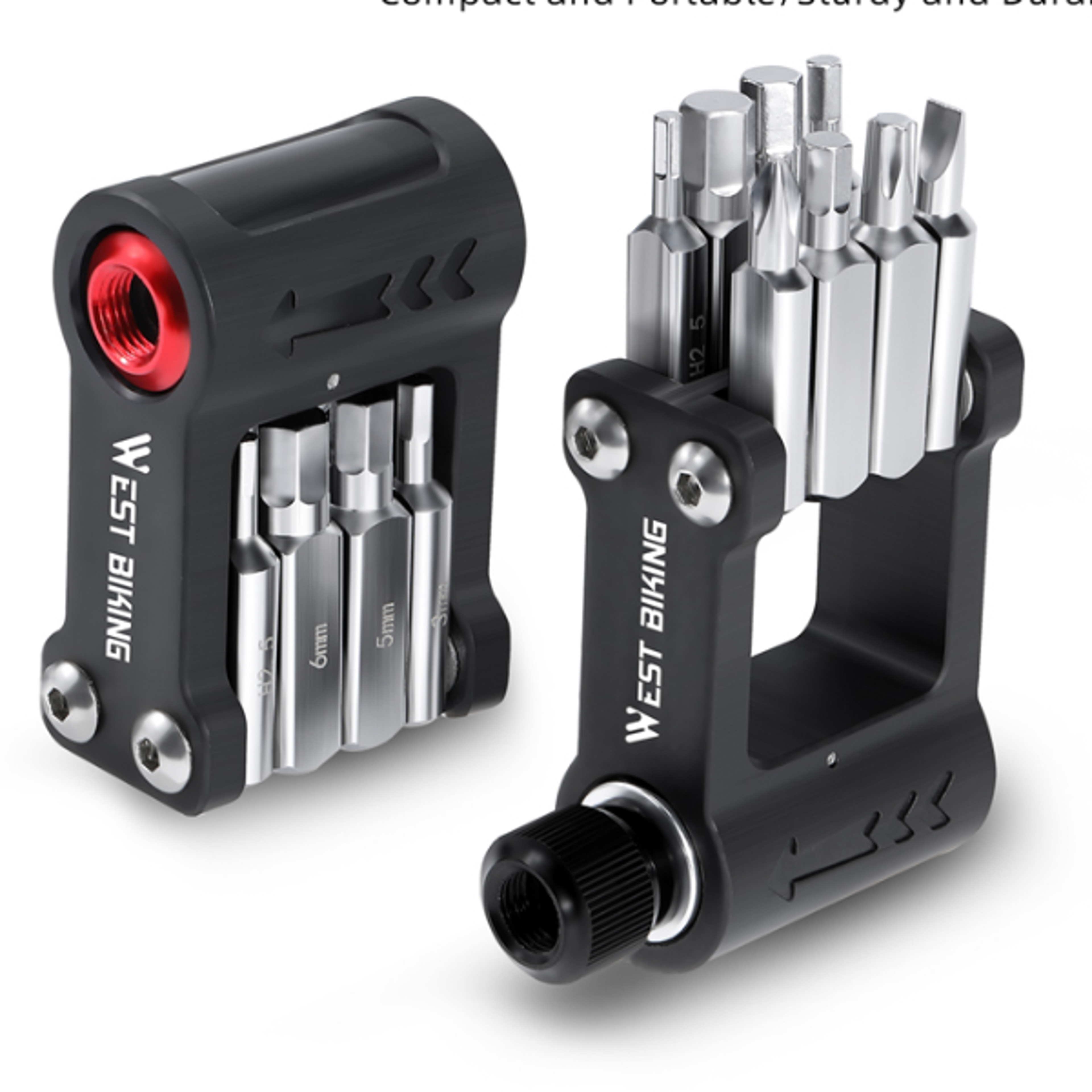 WEST BIKING 9in1 MultiFunction Repair Tool with Portable Bicycle Repair Kit Foldable Allen Wrenc