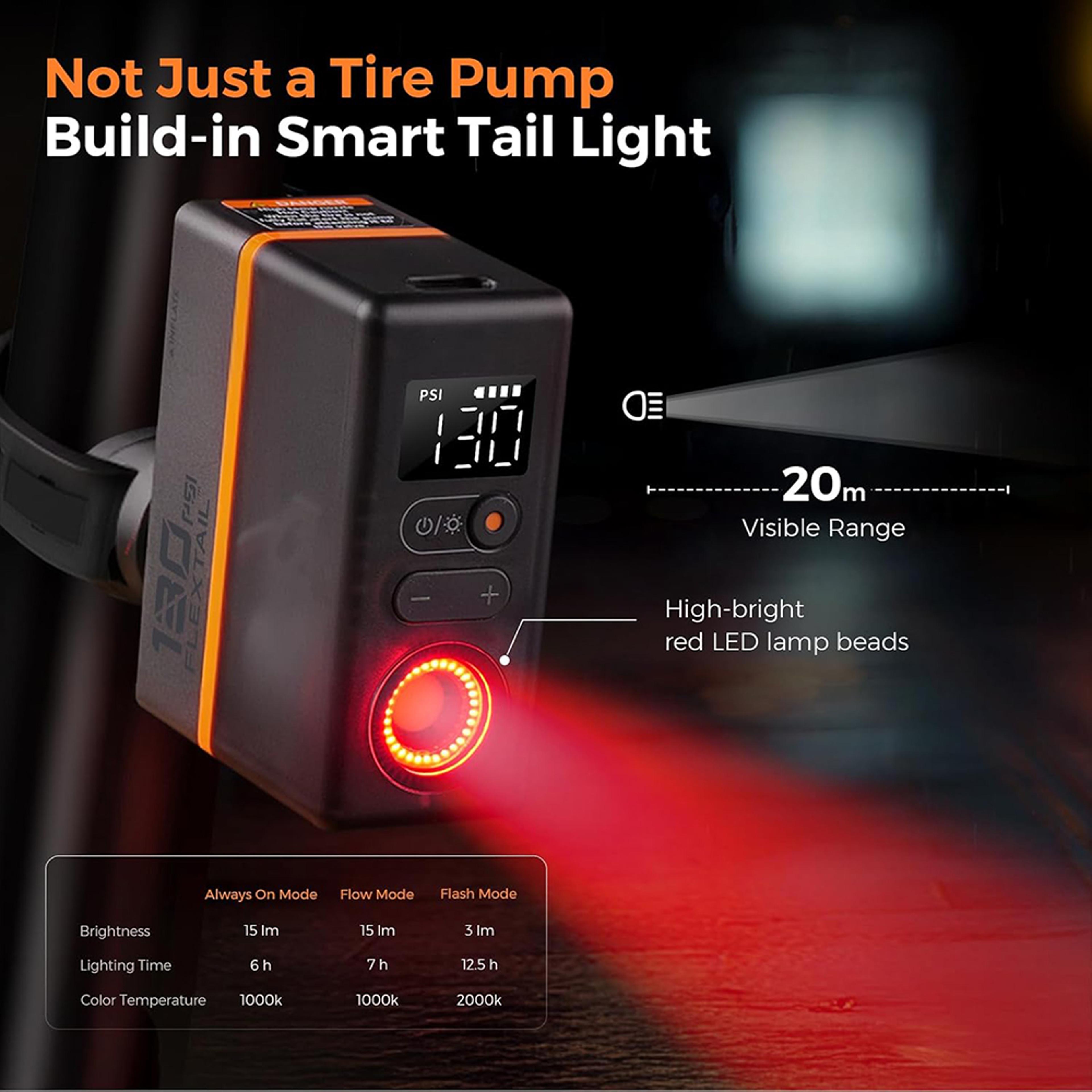 TINY BIKE PUMP ACS Mini Electric Bicycle Tire Pump With Pressure Gauge  Taillight 5