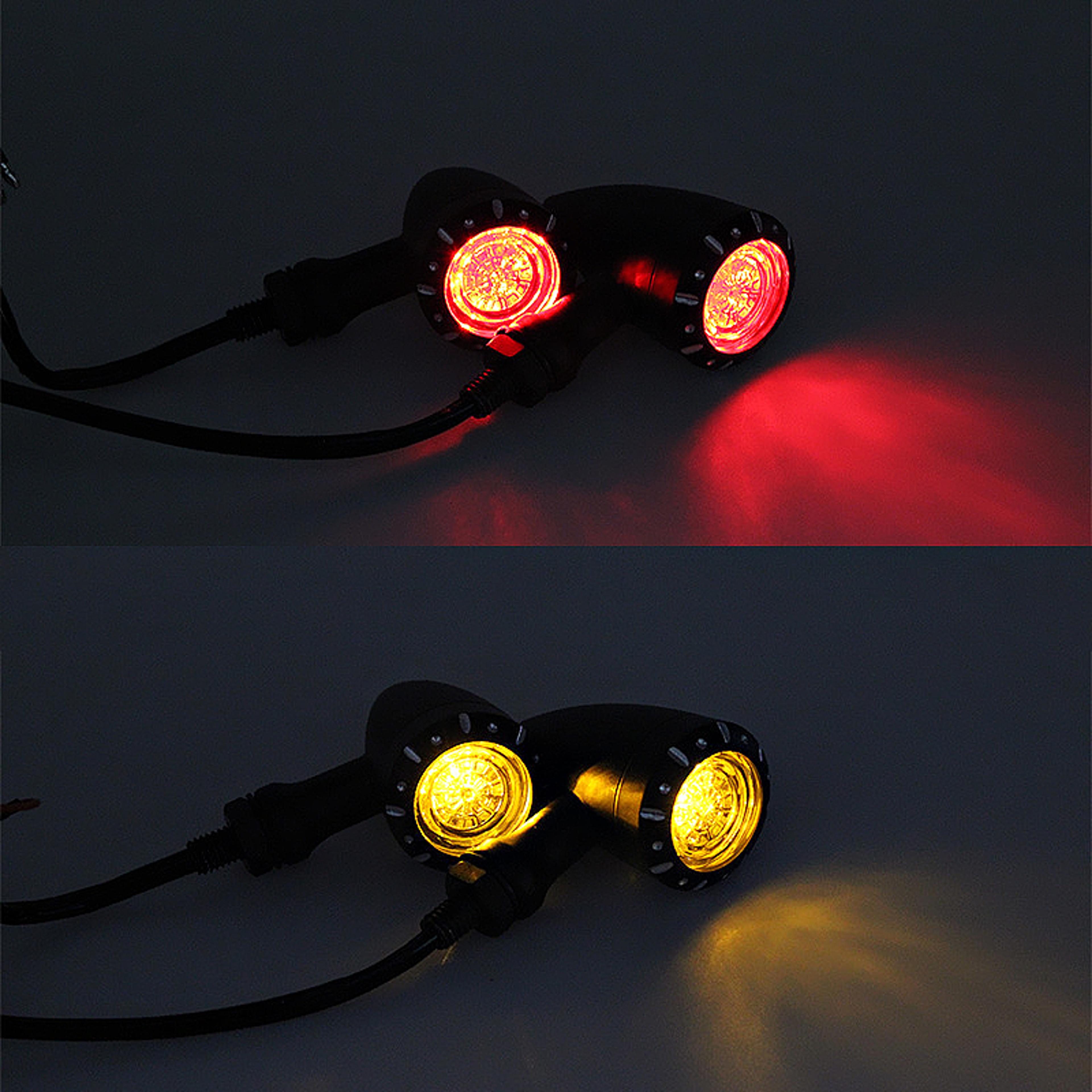 compact motorcycle led turn signal lights black chrome bullet indicator lamps for motorcycle