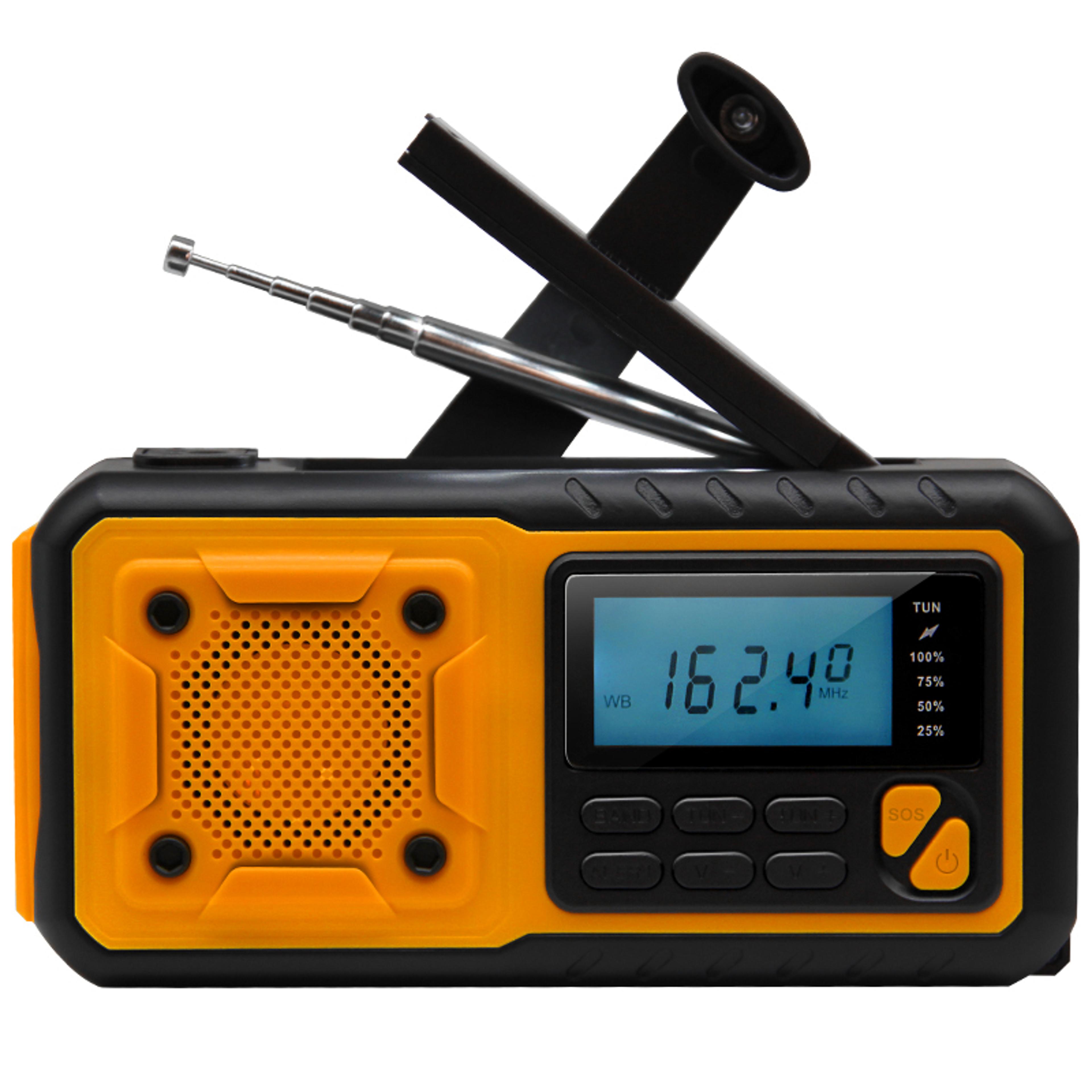 emergency hand crank radio with solar power & battery am fm noaa weather alert radio with digital display