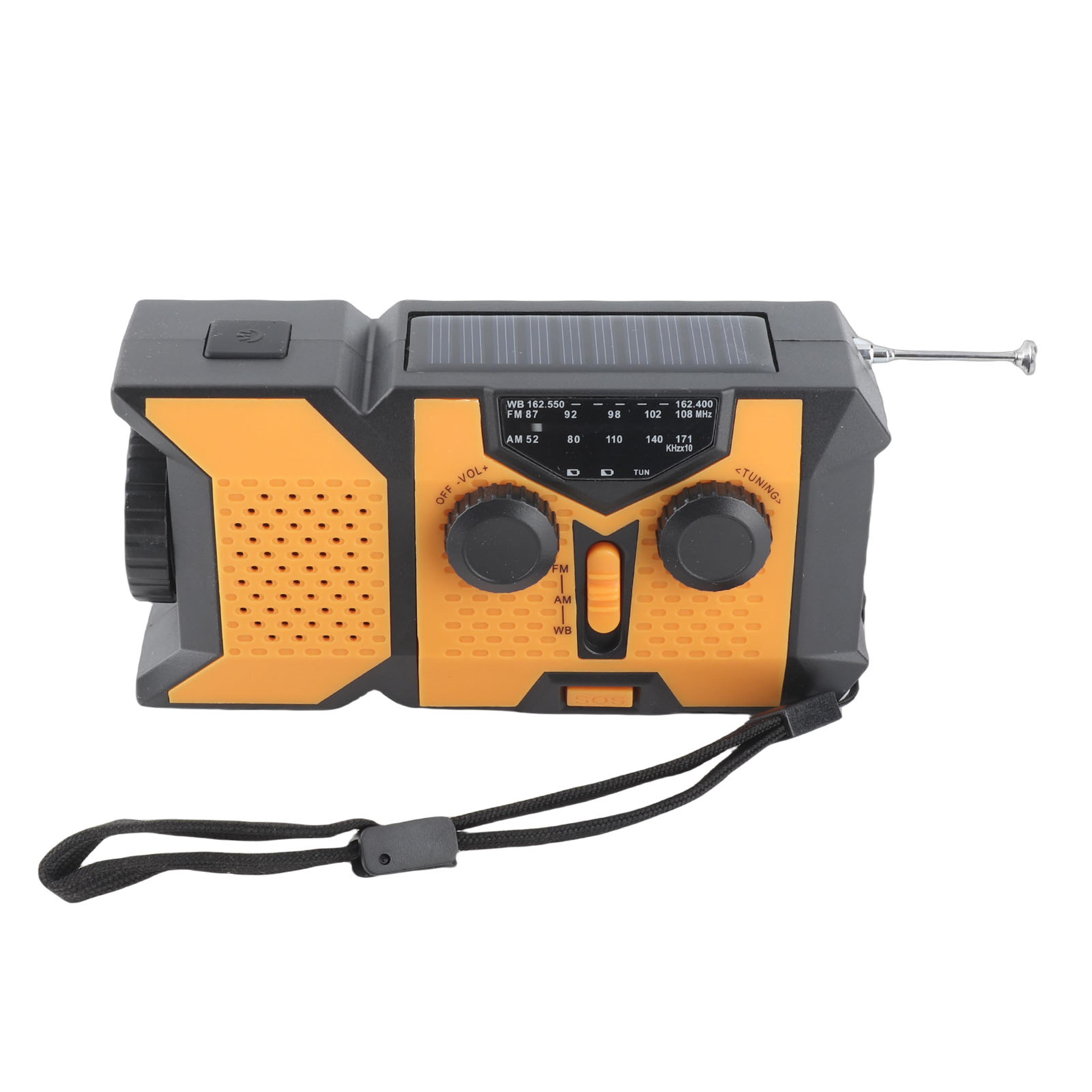 emergency hand crank radio with usb and solar charging, led flashlight, weather band for outdoor adventures