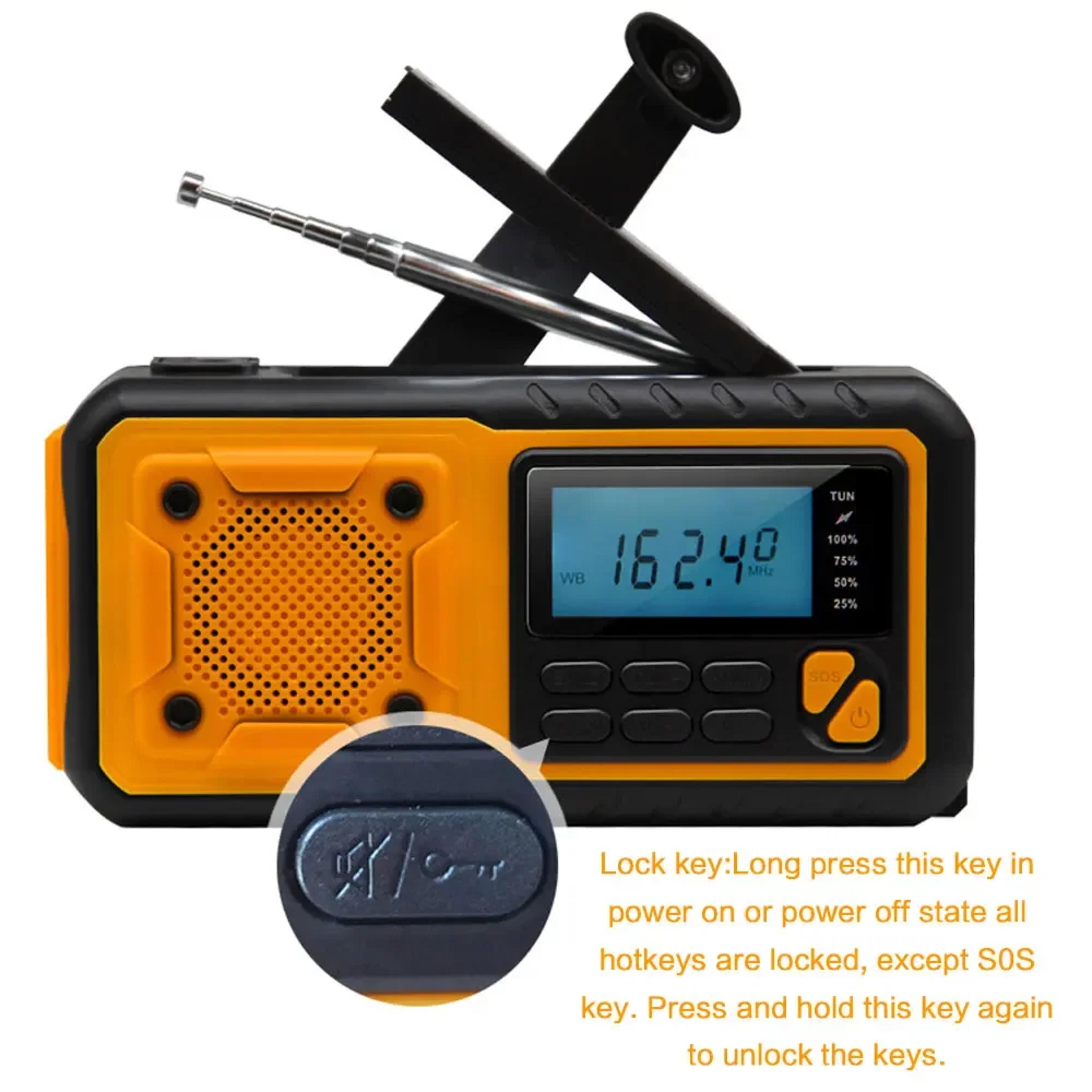 Solar Crank Emergency Radio With LED Flashlight And Power Bank Weather Alert Portable Ideal For Cam 3
