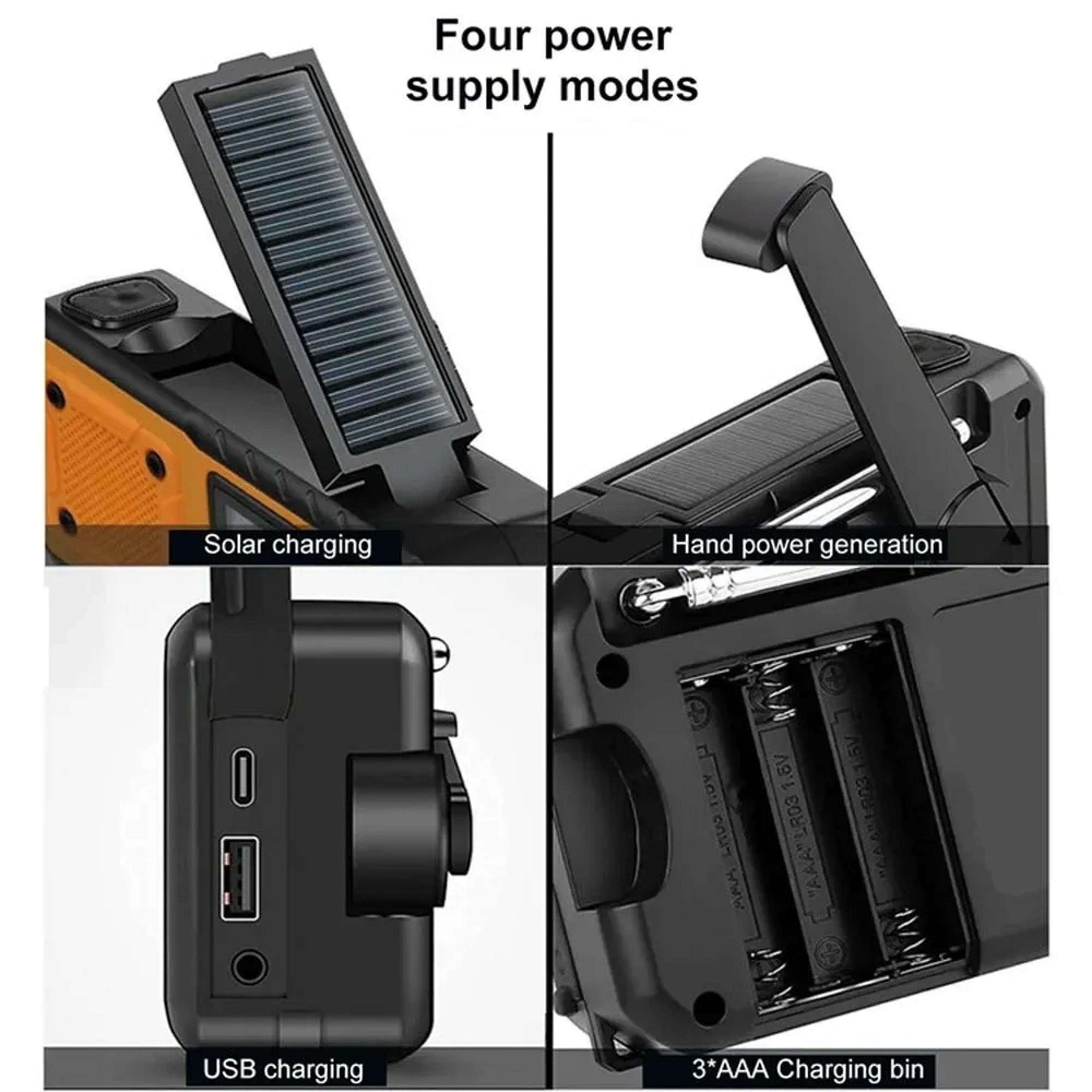 Solar Crank Emergency Radio With LED Flashlight And Power Bank Weather Alert Portable Ideal For Cam 6
