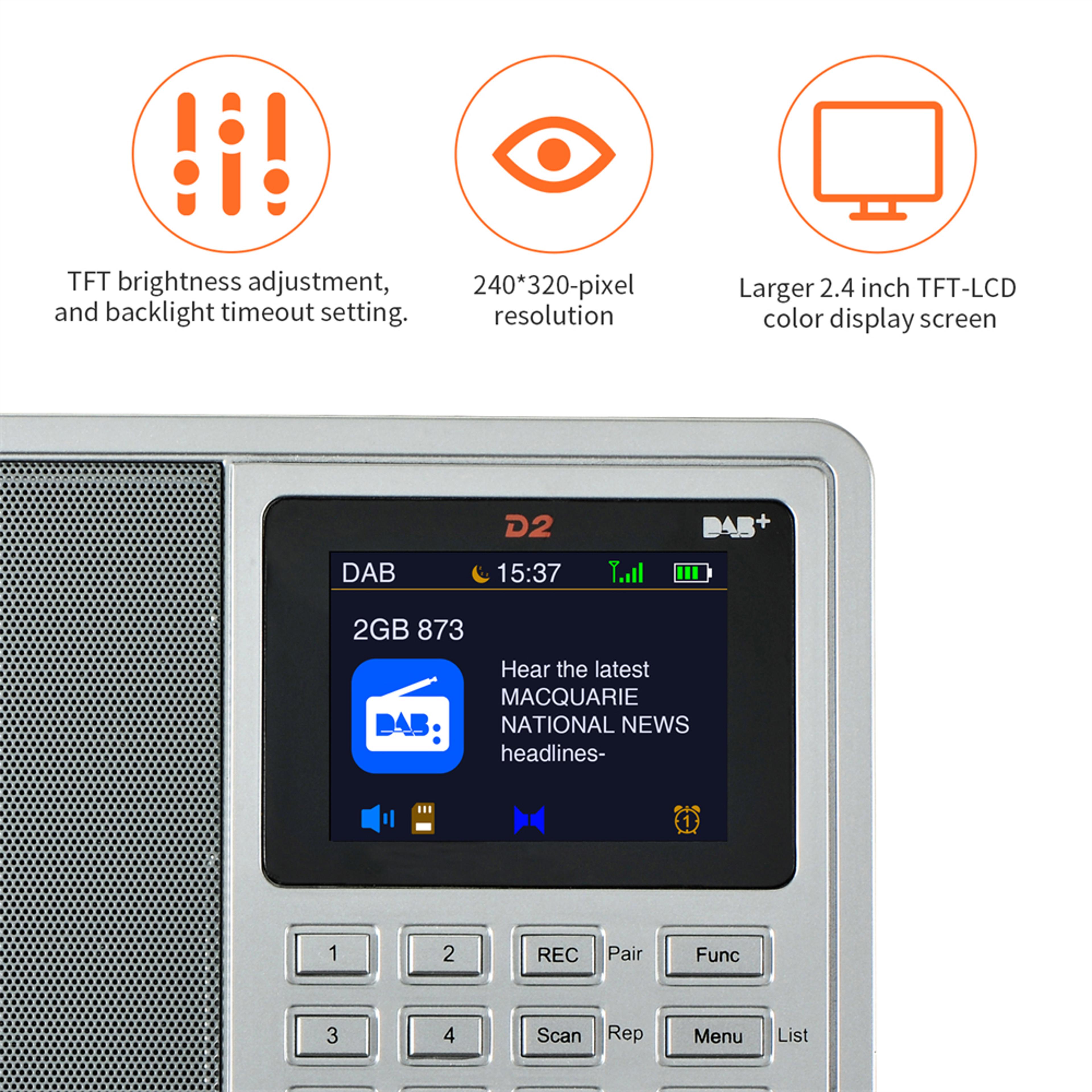 Premium Portable DAB FM Digital Radio With Bluetooth Speaker And Recording 4