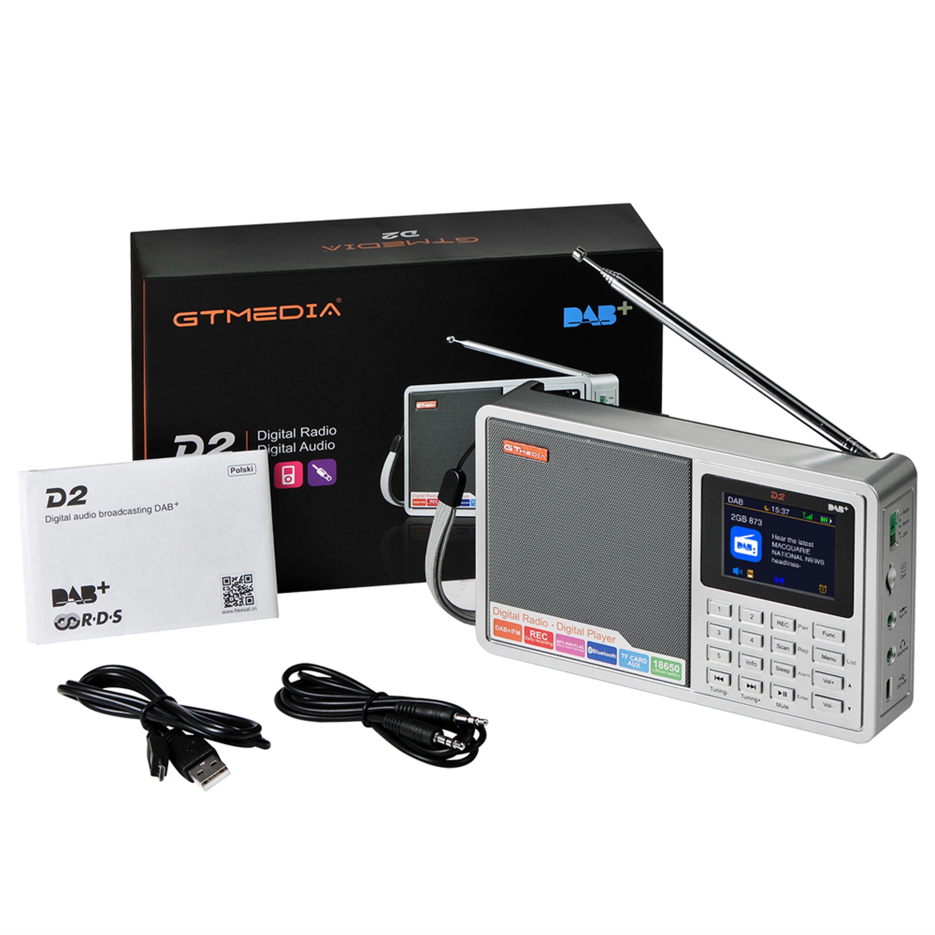 premium portable dab+ fm digital radio with bluetooth speaker and recording