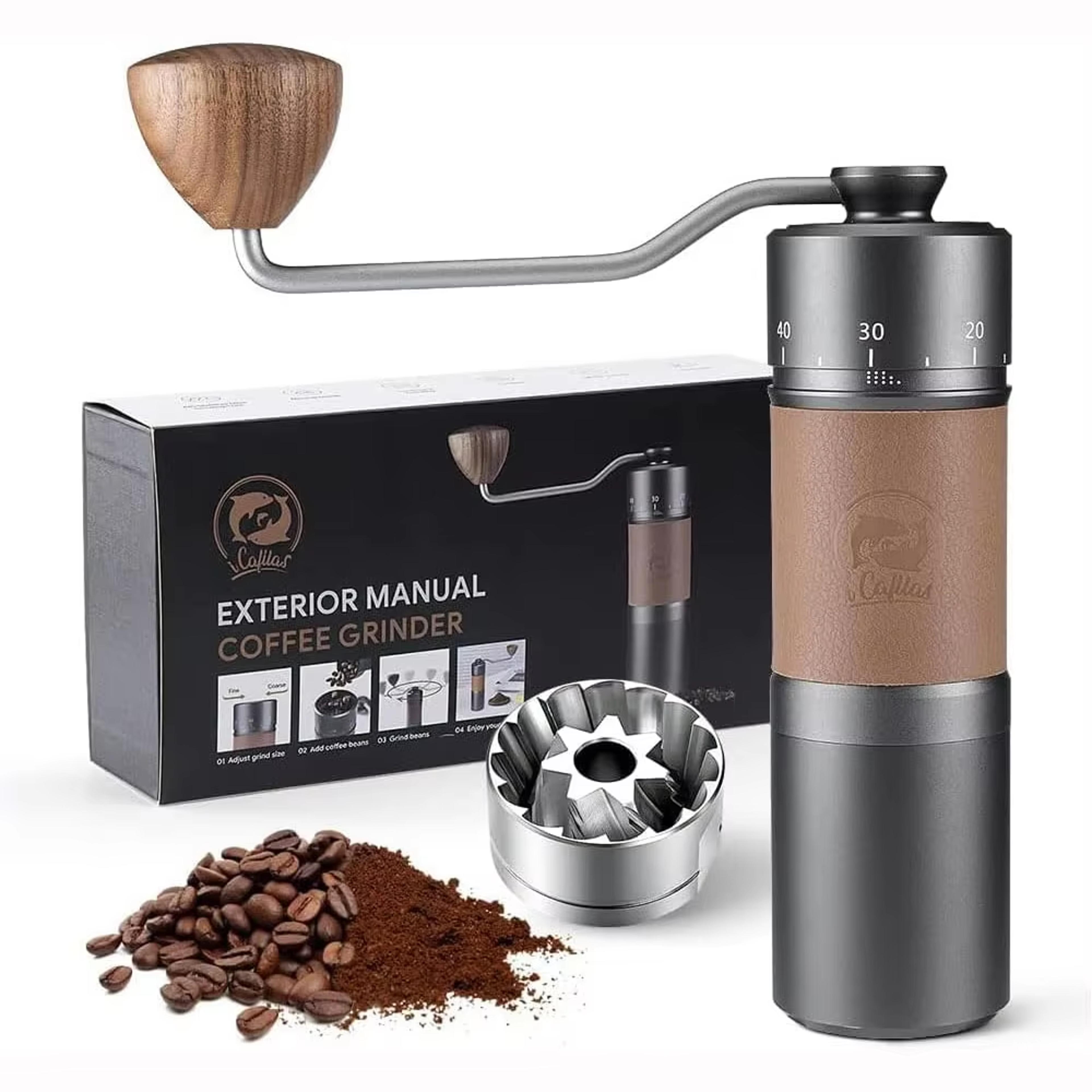 premium stainless steel manual coffee grinder with adjustable burr and anti slip pad