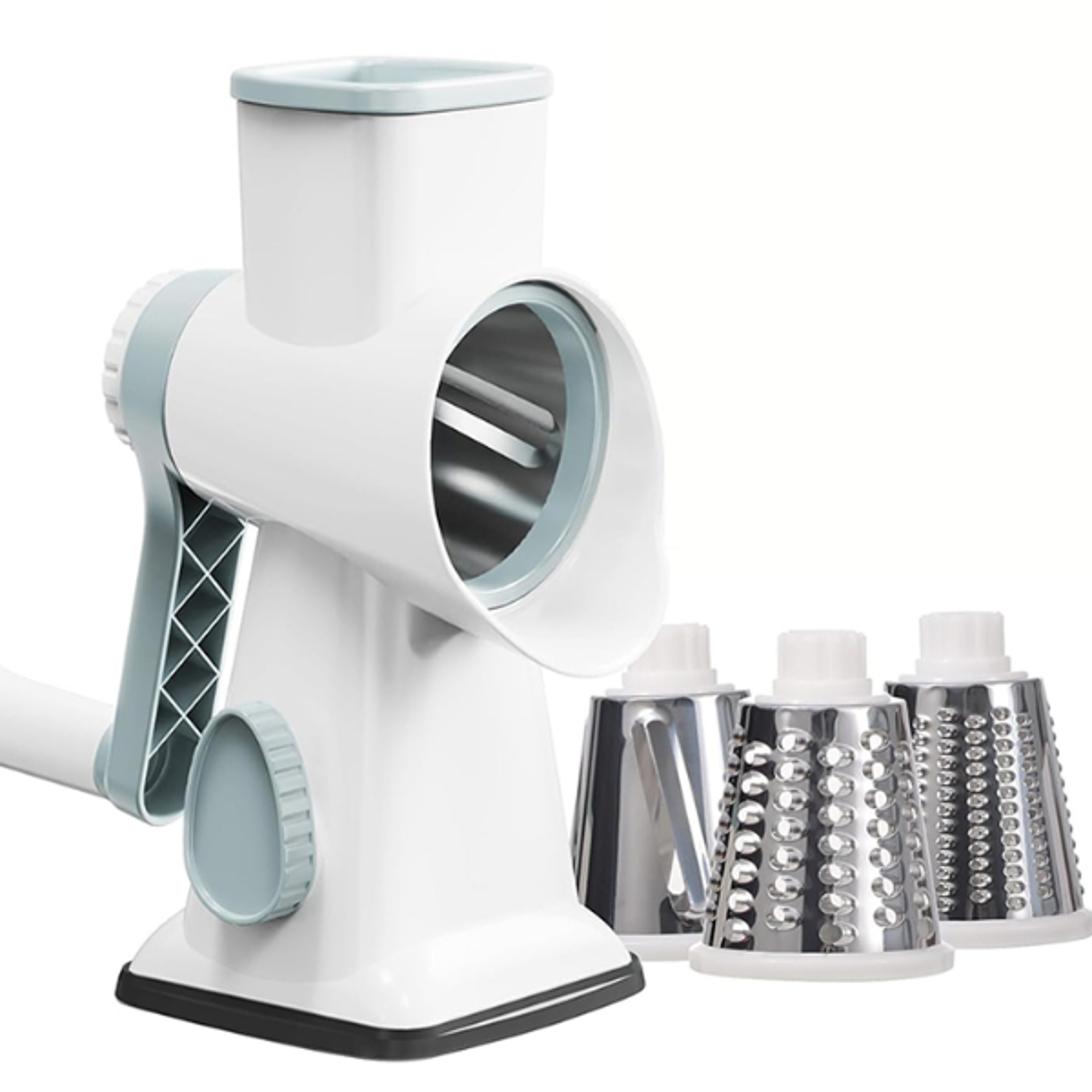KEMORELA 3in1 Rotary Cheese Grater with Container  Multifunctional Manual Food Slicer  Nut Grin