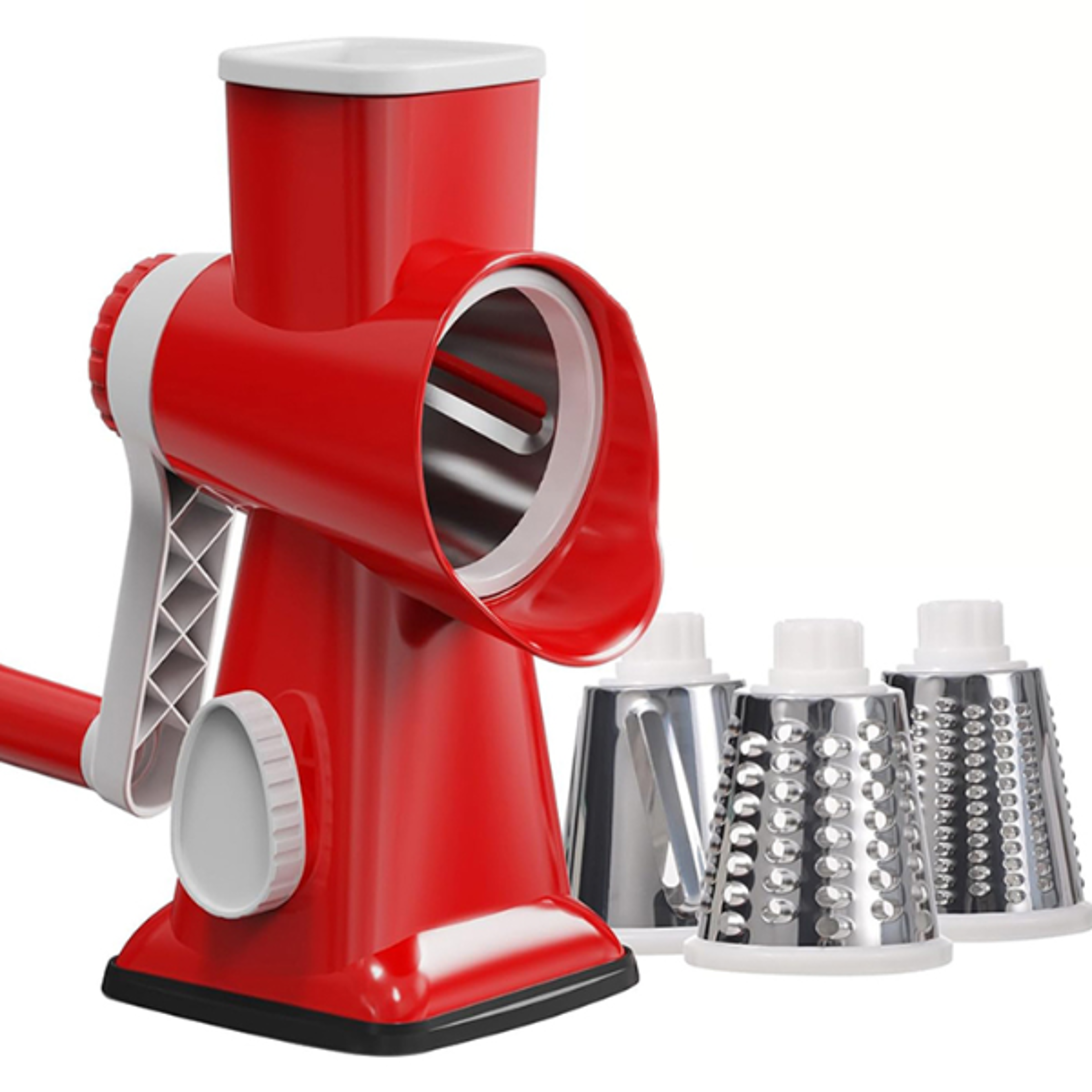 rotary cheese grater with container multifunctional manual food slicer & nut grinder for vegetables, garlic, and more