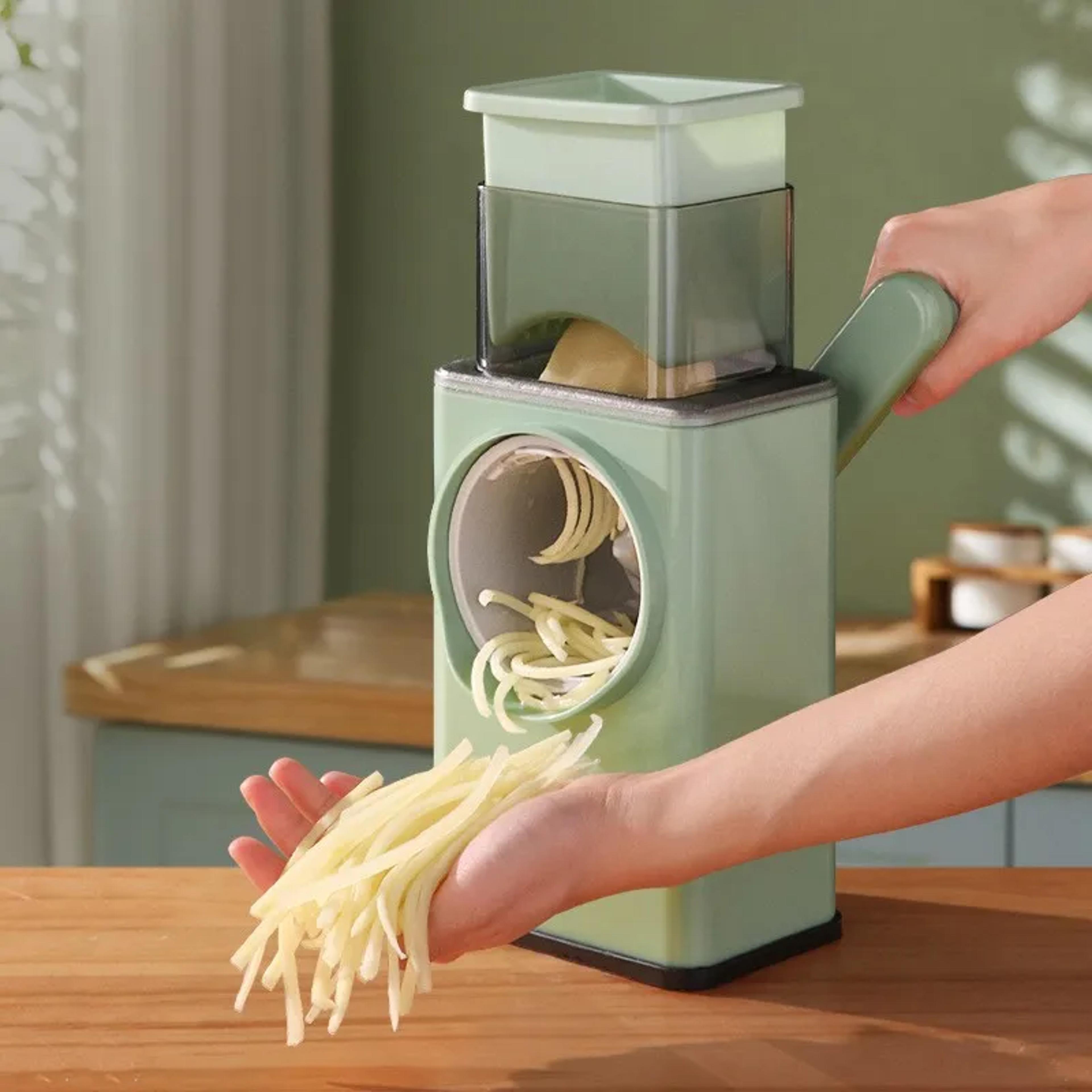 Multi Function Manual Vegetable Slicer With Hand Crank Rotary Cutter  Stainless Steel Blades 4