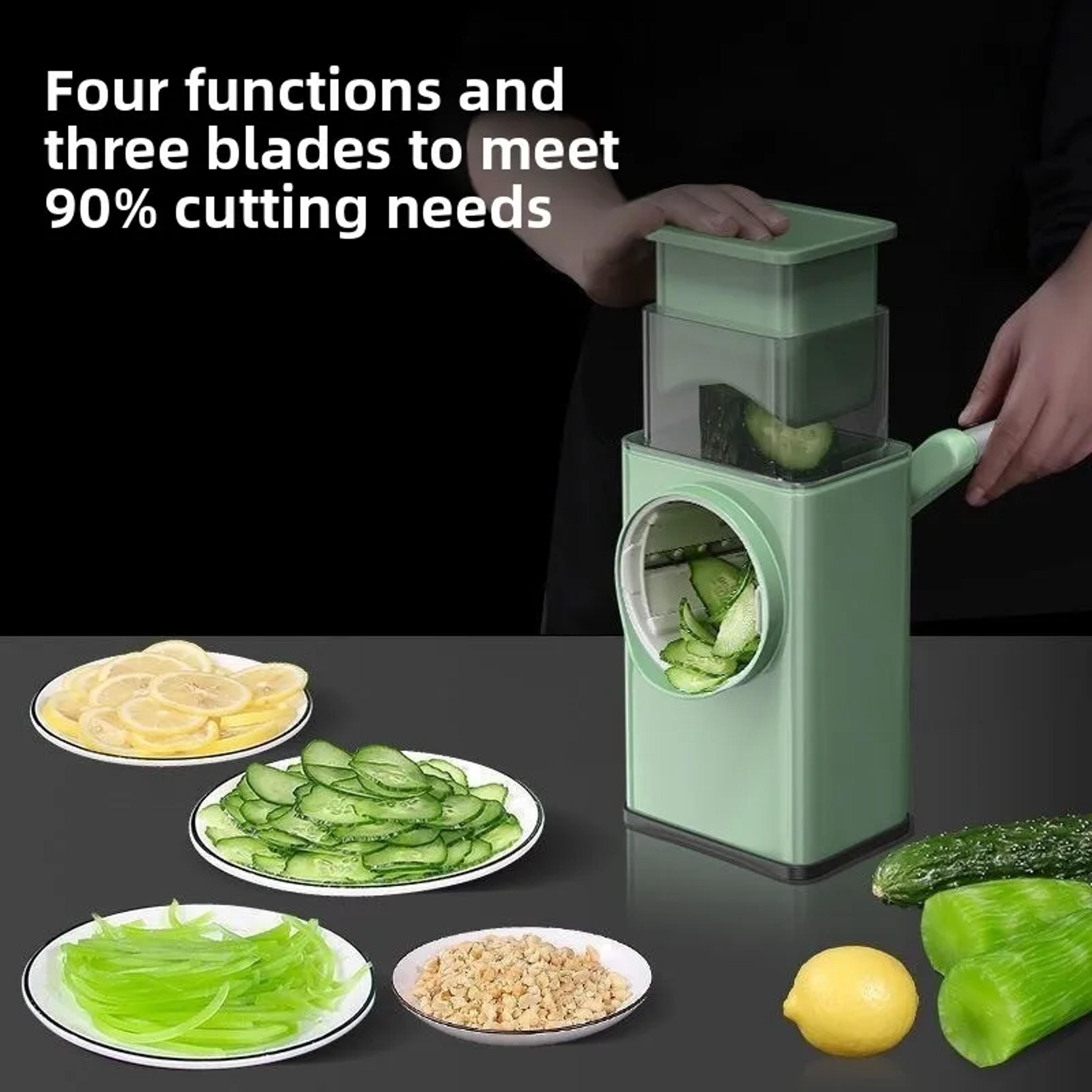 Multi Function Manual Vegetable Slicer With Hand Crank Rotary Cutter  Stainless Steel Blades 3