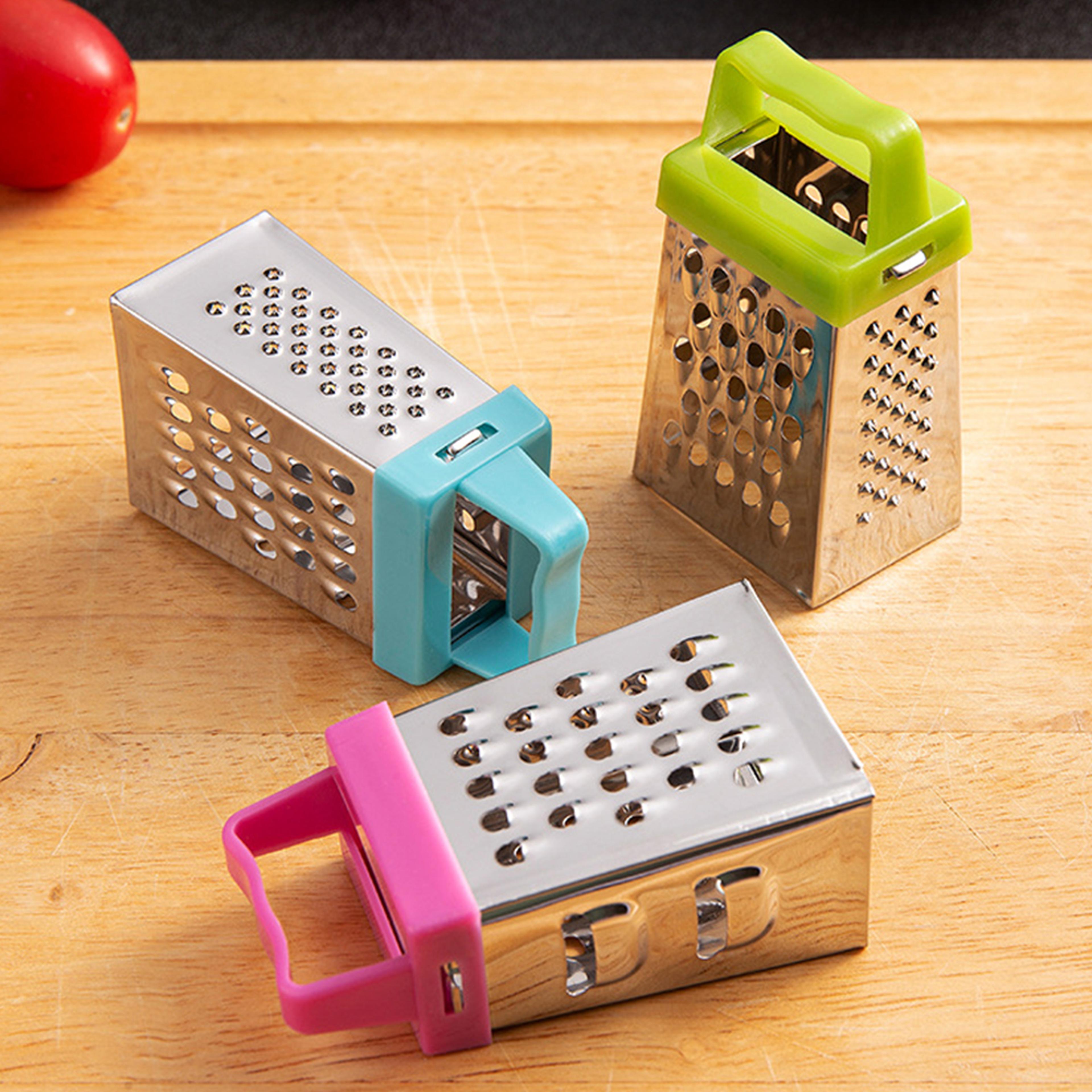 four sided stainless steel grater with non slip handle multifunctional garlic & vegetable crusher
