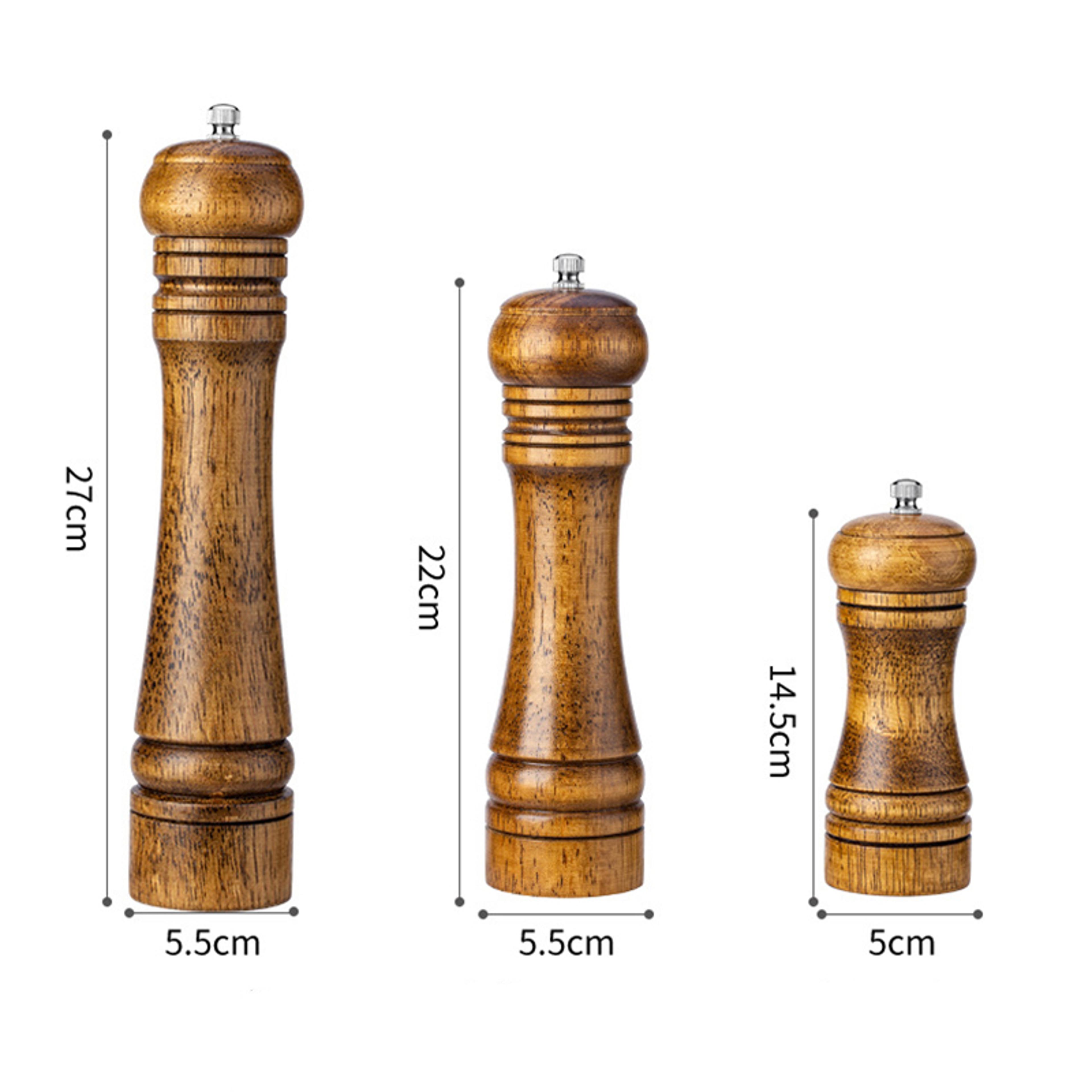 Wooden Salt And Pepper Grinder Set With Adjustable Ceramic Grinder Classic Spice Mill Duo 1