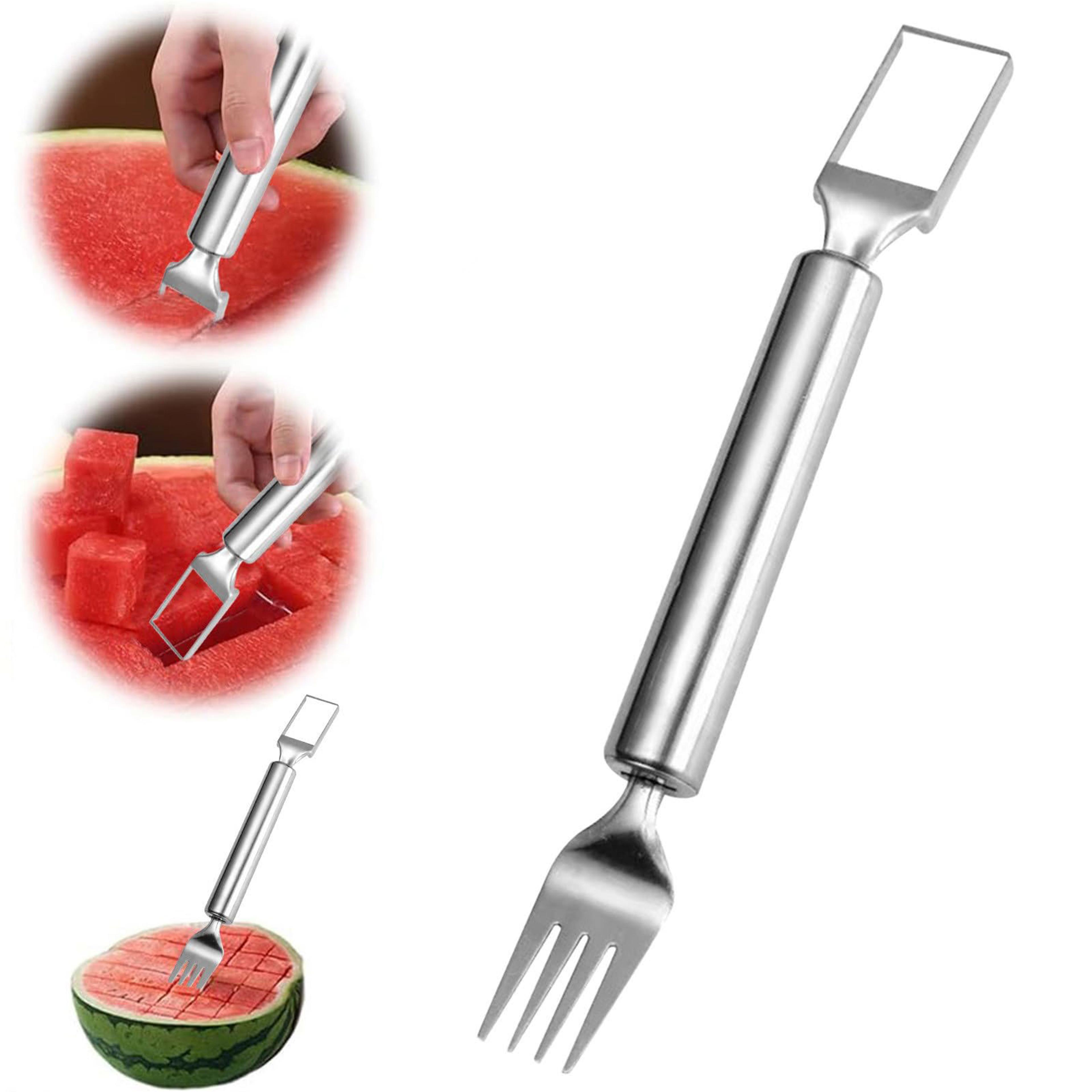 Watermelon Slicer Tool  Stainless Steel Fruit Cutter Dual Head Melon Cutter And Food Fork 0