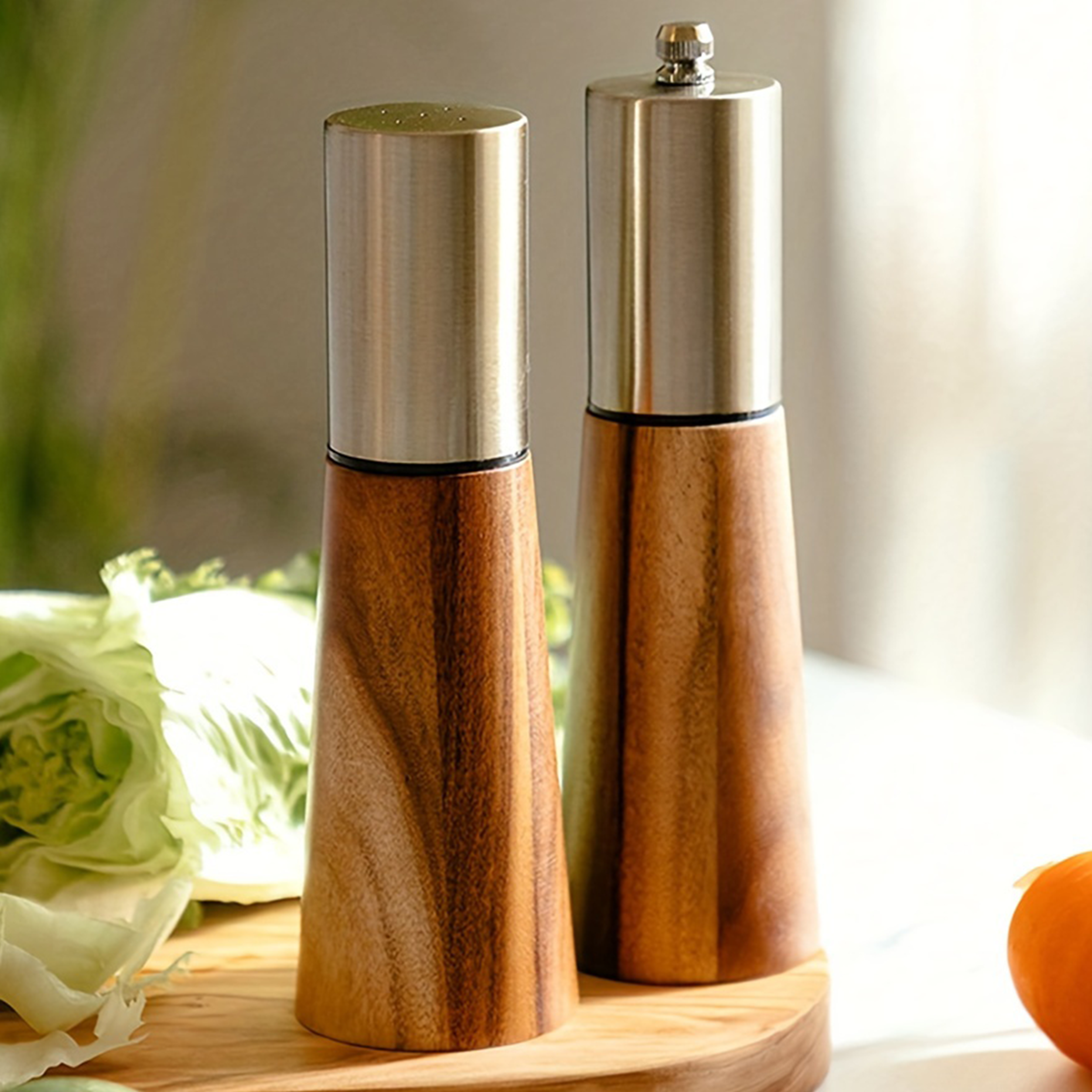 Wooden Pepper Grinder  Salt Shaker Set Ceramic Core Manual Spice Mill For Fresh Flavoring 6