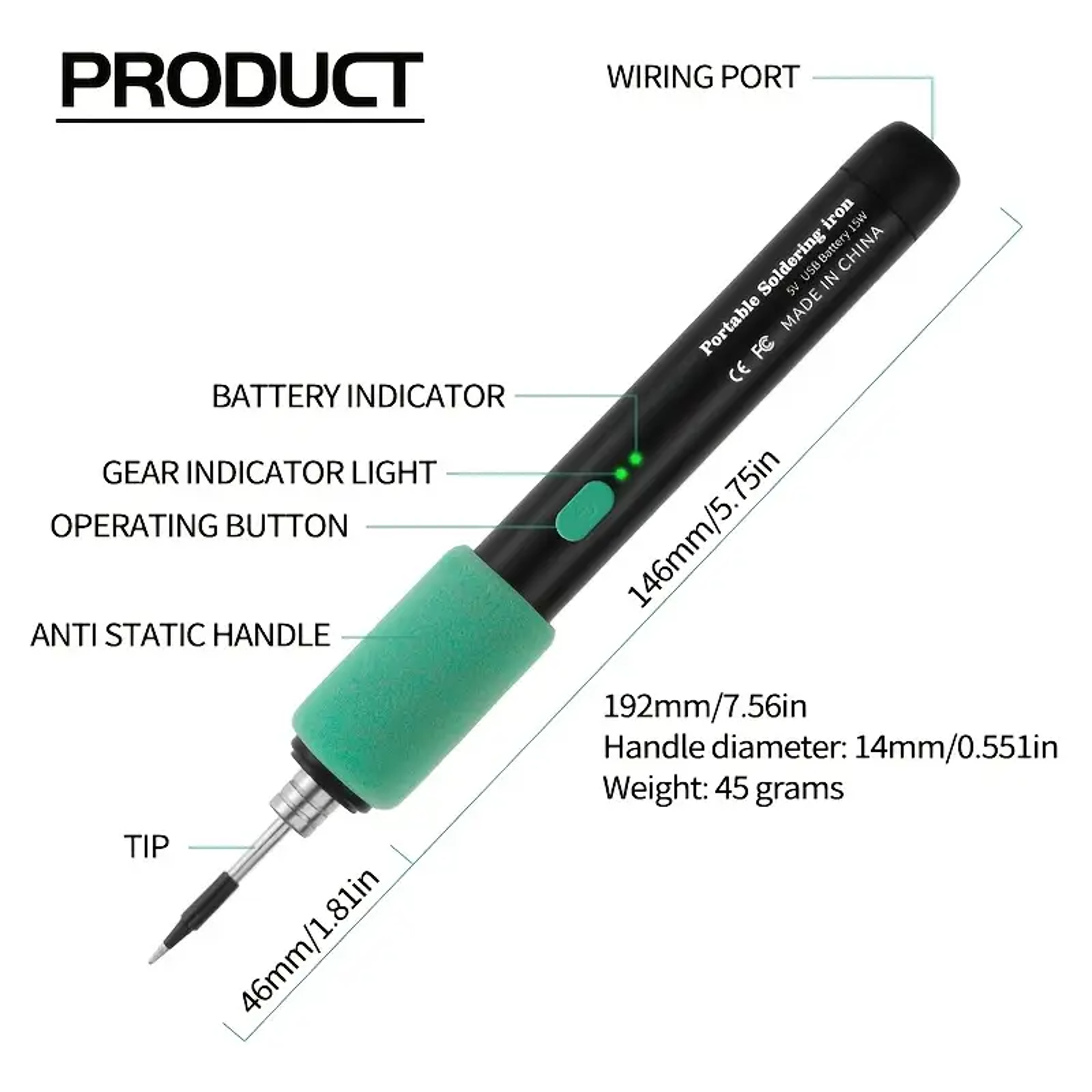 Portable Wireless USB Soldering Iron Kit Adjustable Temperature Mini Repair Tool 3