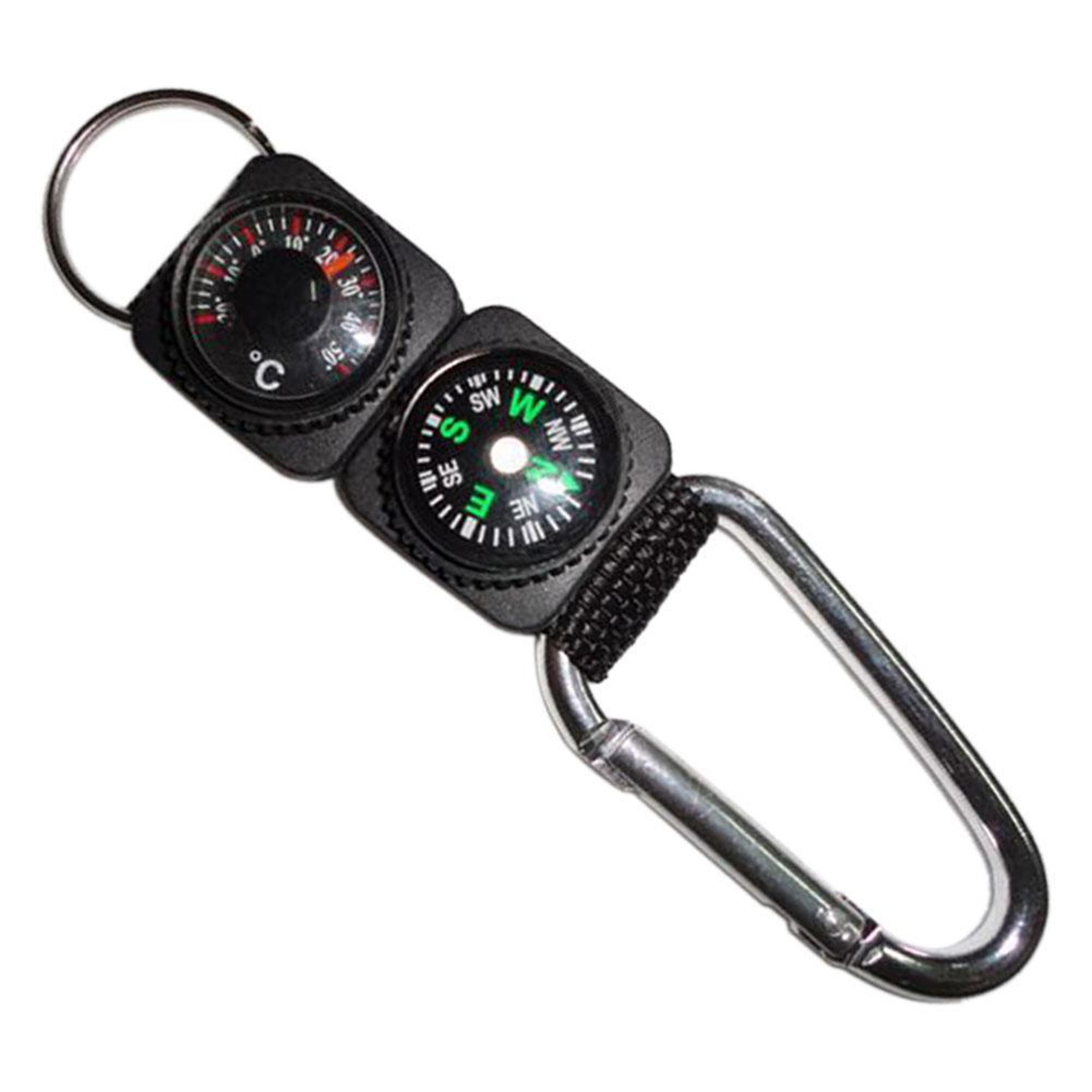 All In One Carabiner Compass Tool With Thermometer  Keychain Outdoor Multifunction Clip 0