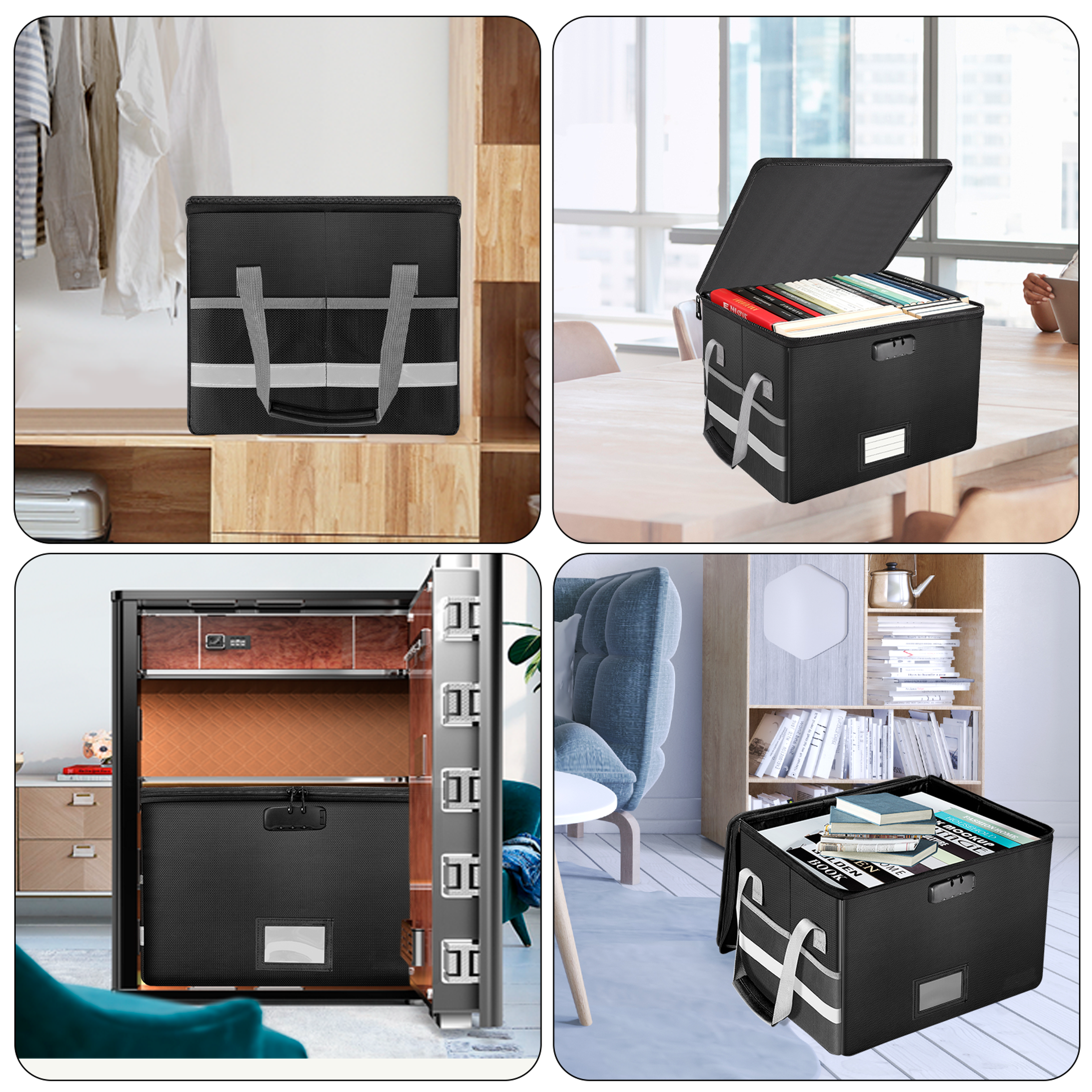 Fireproof Document Box Foldable Storage Box With Lockable Security 2