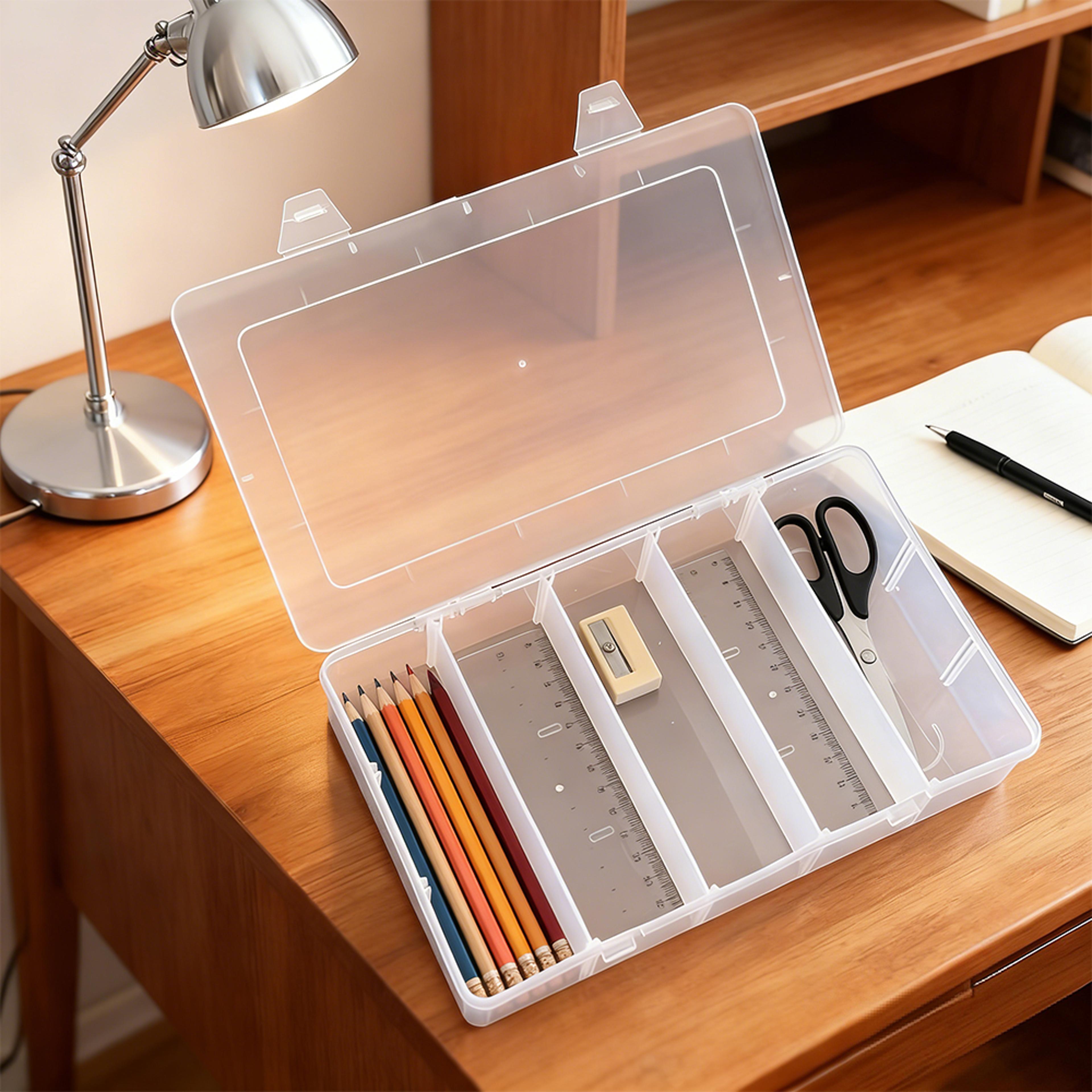Adjustable Plastic Storage Box With Dividers Large Capacity Desktop Organizer For Crafts  Tools 0