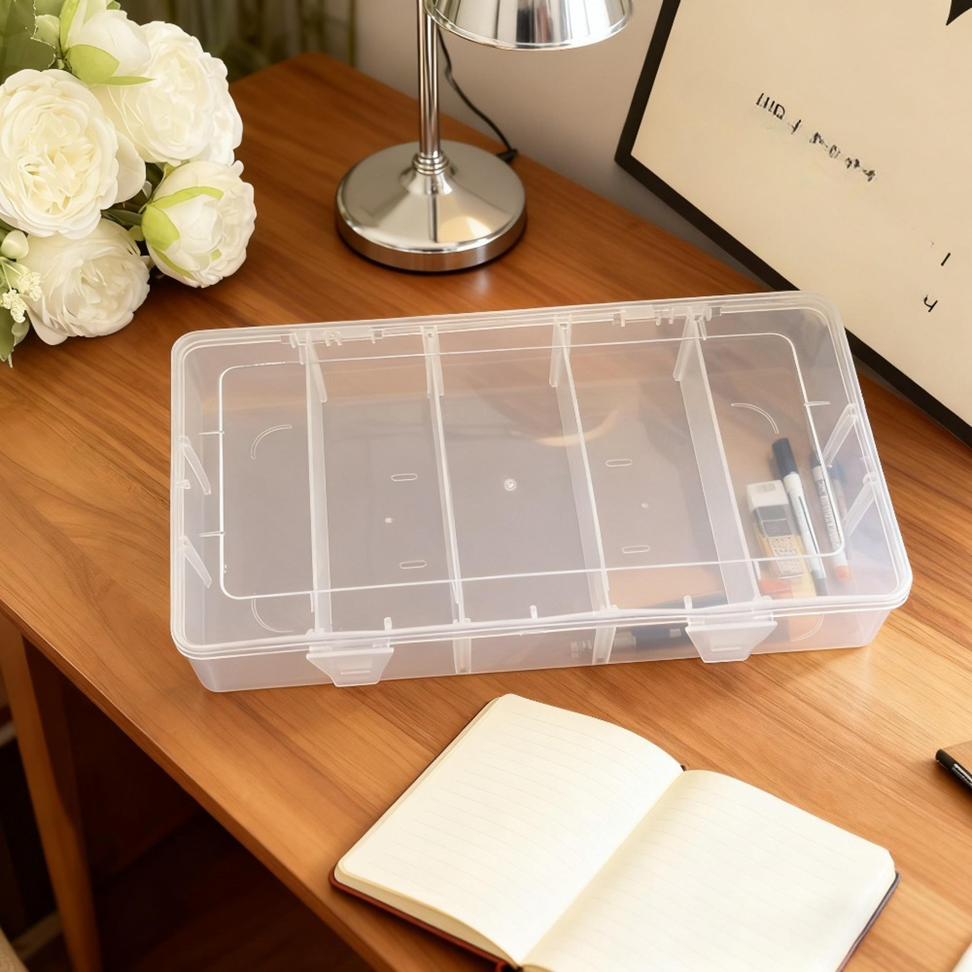 Adjustable Plastic Storage Box With Dividers Large Capacity Desktop Organizer For Crafts  Tools 5