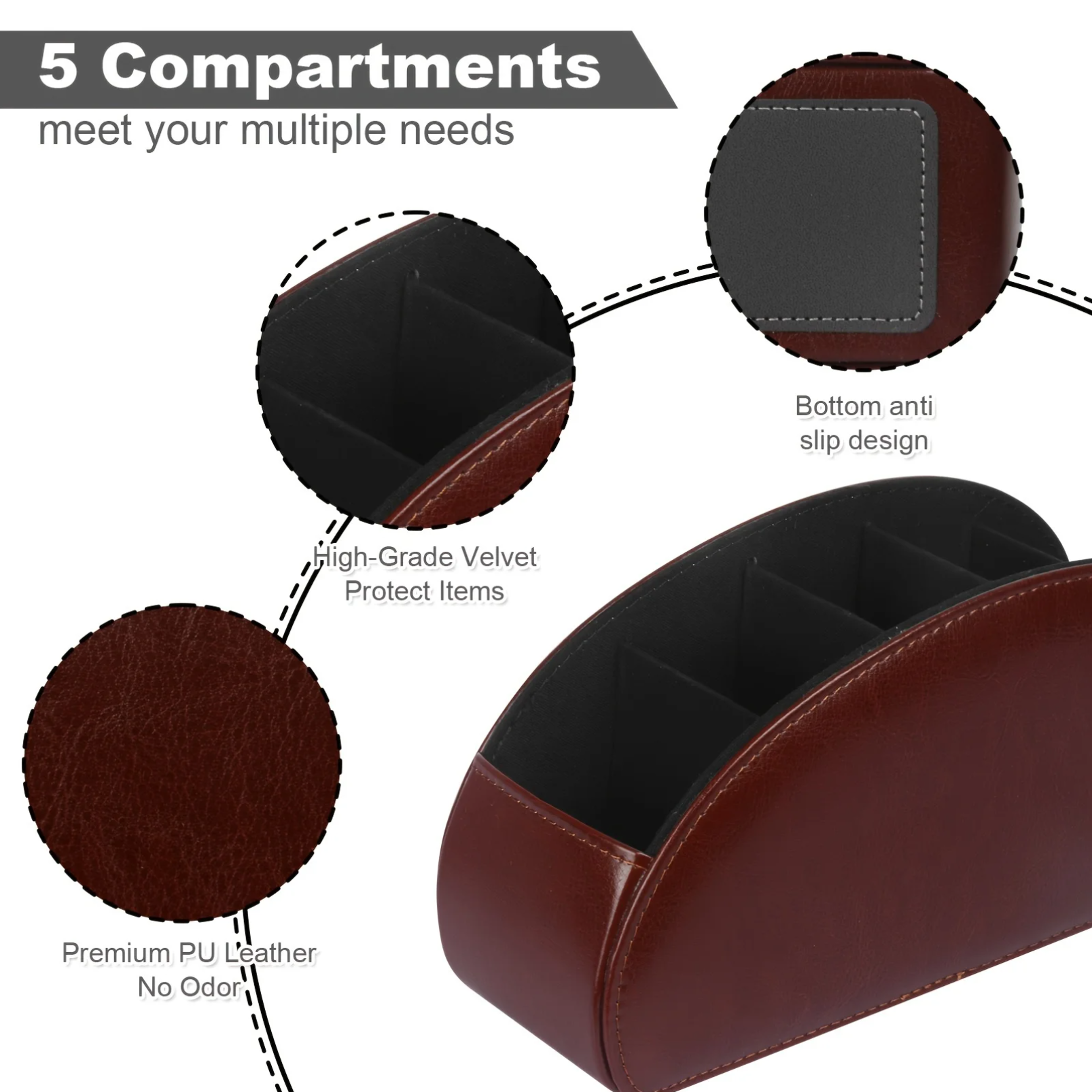 Compartment Remote Control Organizer Box For Desktop Storage And Media Accessories 3