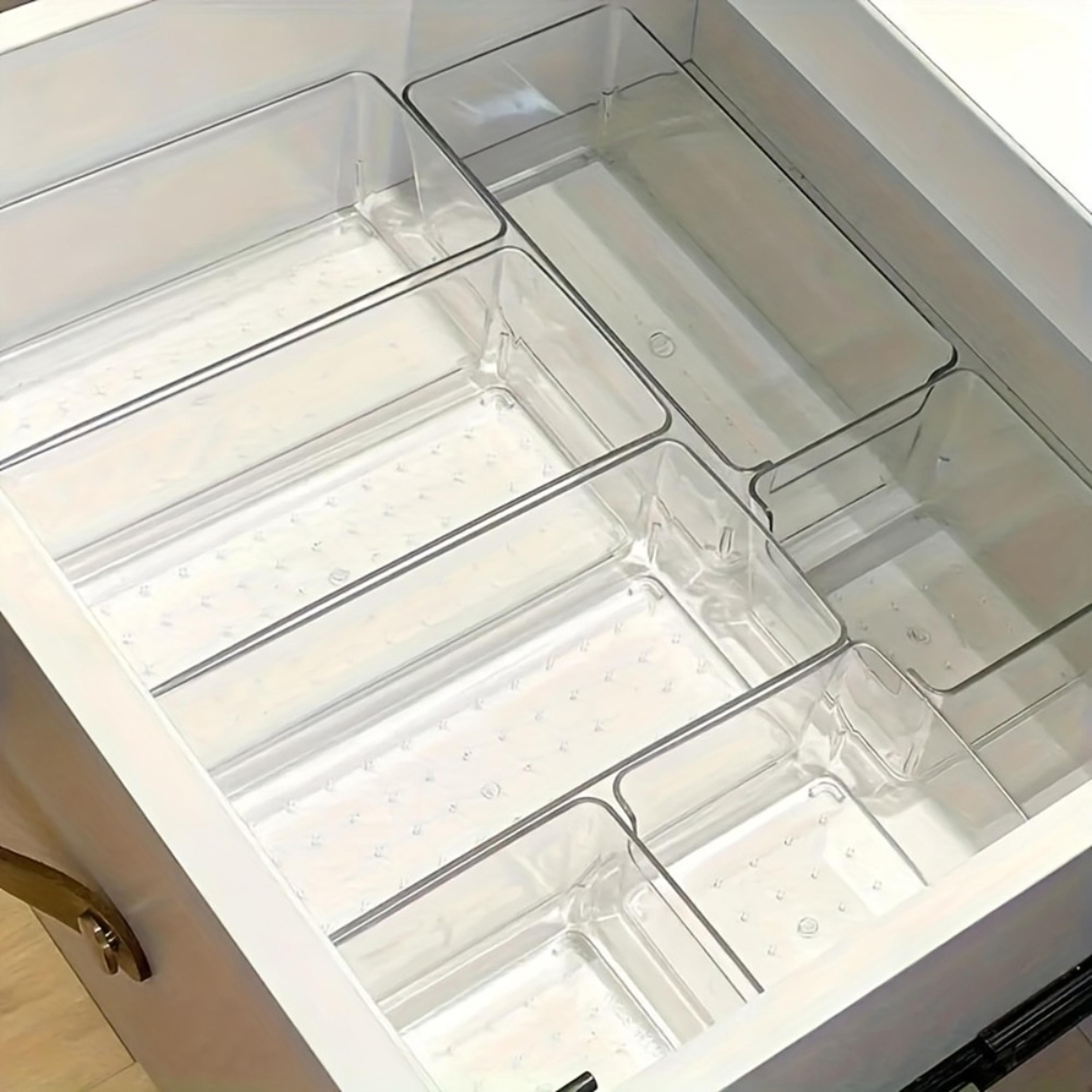Clear Stackable Makeup Organizer Set Drawer Dividers For Cosmetics Desk Storage 0