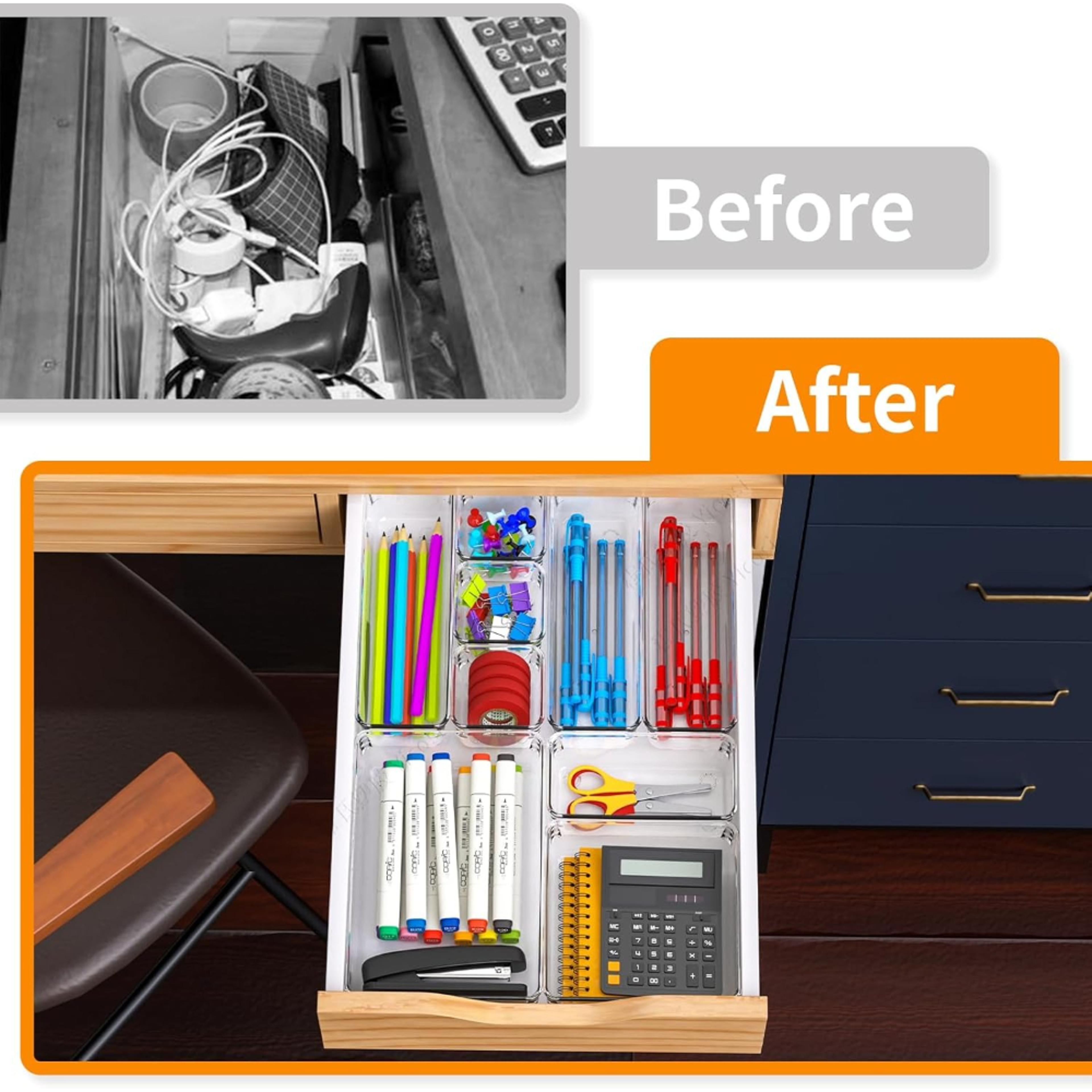 Clear Stackable Makeup Organizer Set Drawer Dividers For Cosmetics Desk Storage 6