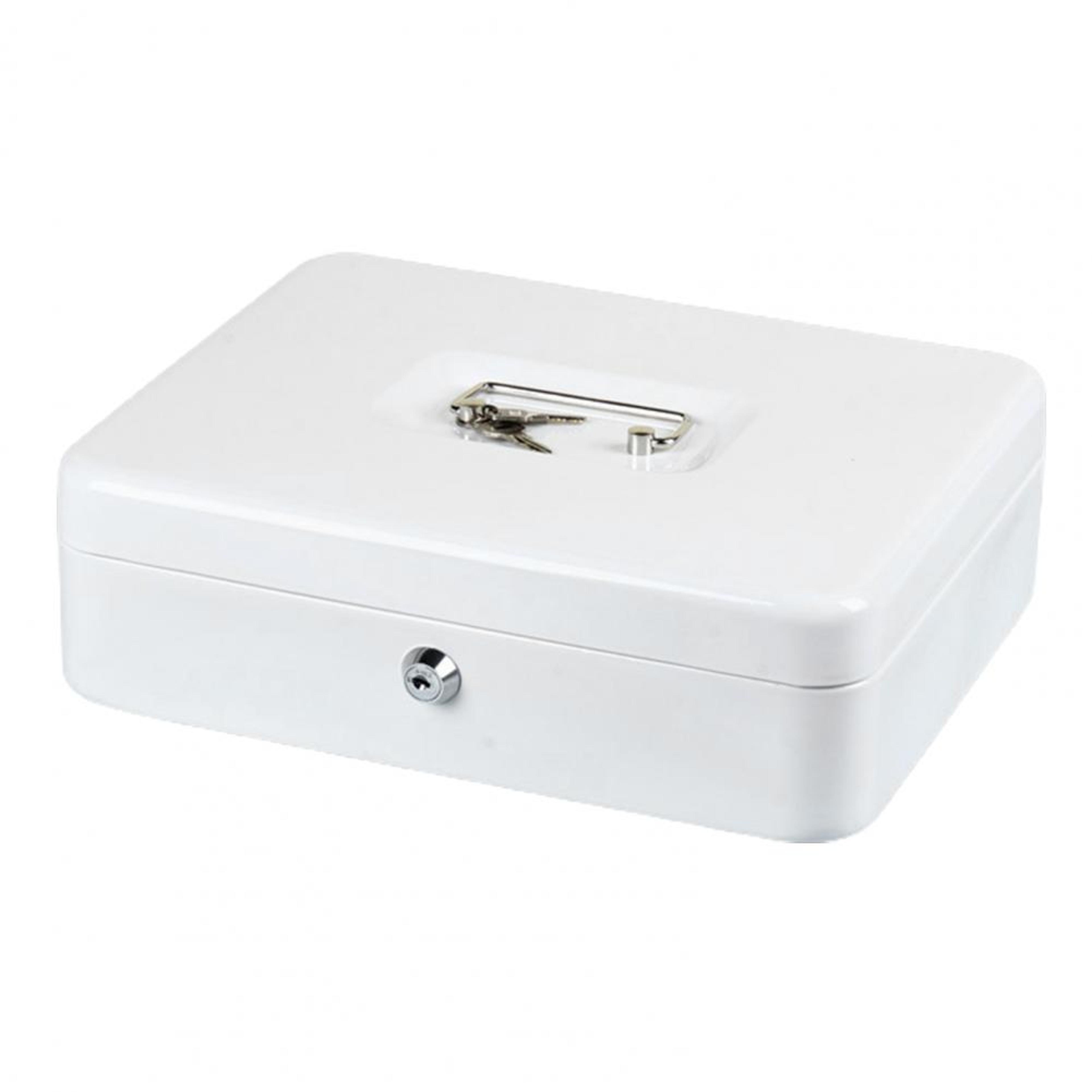 Portable Secure Cash Lock Box With Key Lock Fireproof Metal Money Organizer 2
