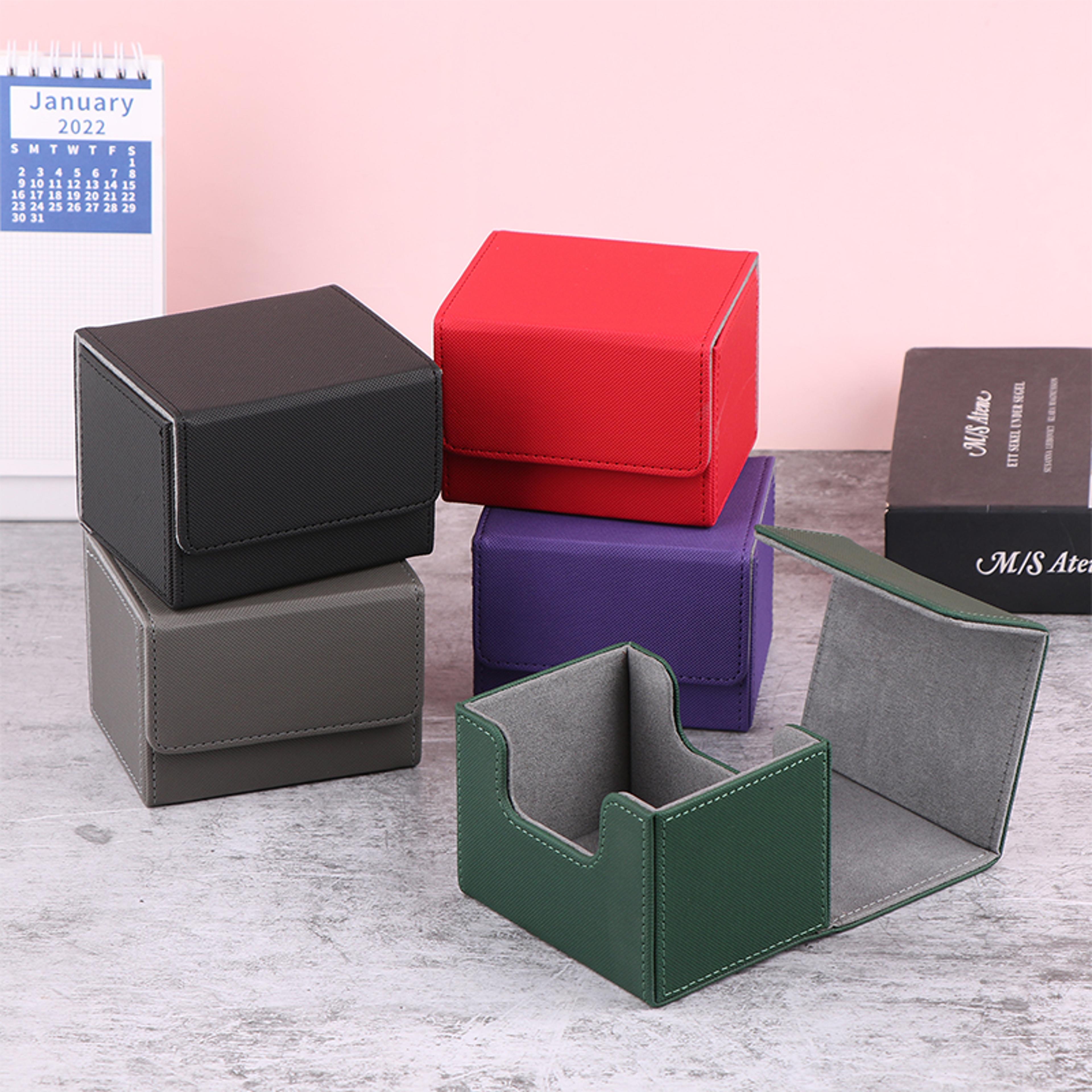 Premium PU Leather Trading Card Storage Box Portable Card Organizer Case 1