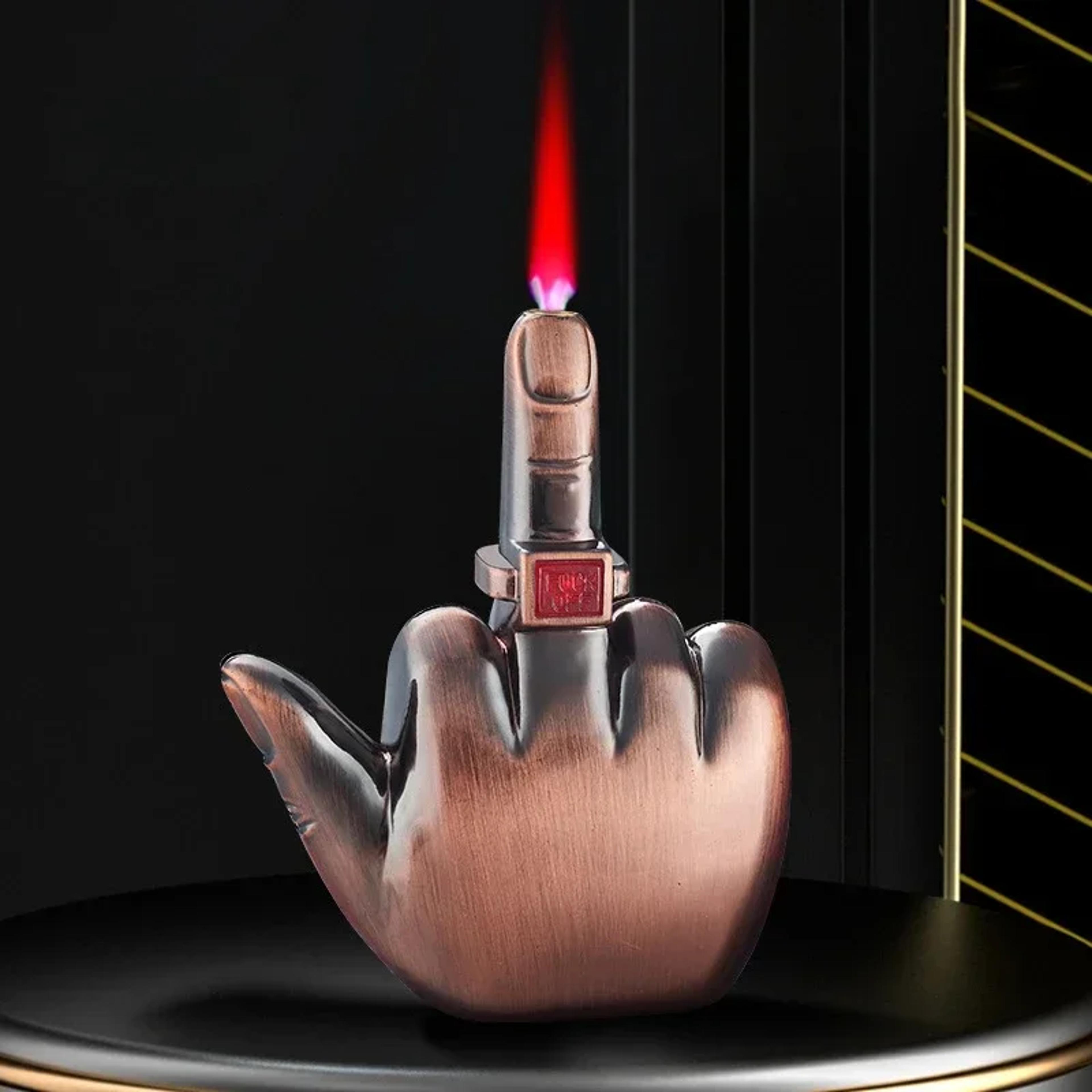 Jet Flame Torch Lighter Compact Windproof Metal Middle Finger Lighter For Men 7
