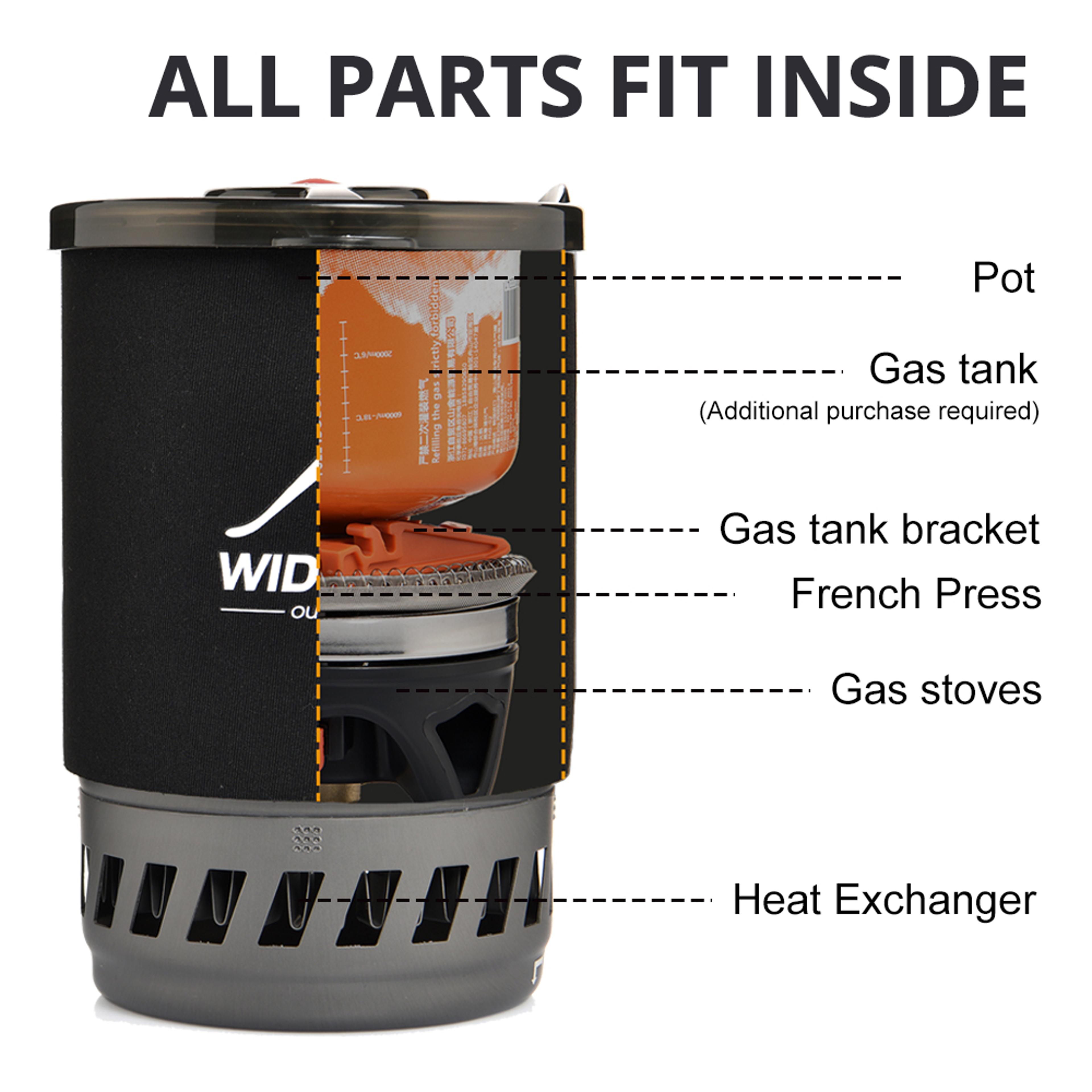 Portable Camping Coffee Maker Set With French Press  Gas Stove 5