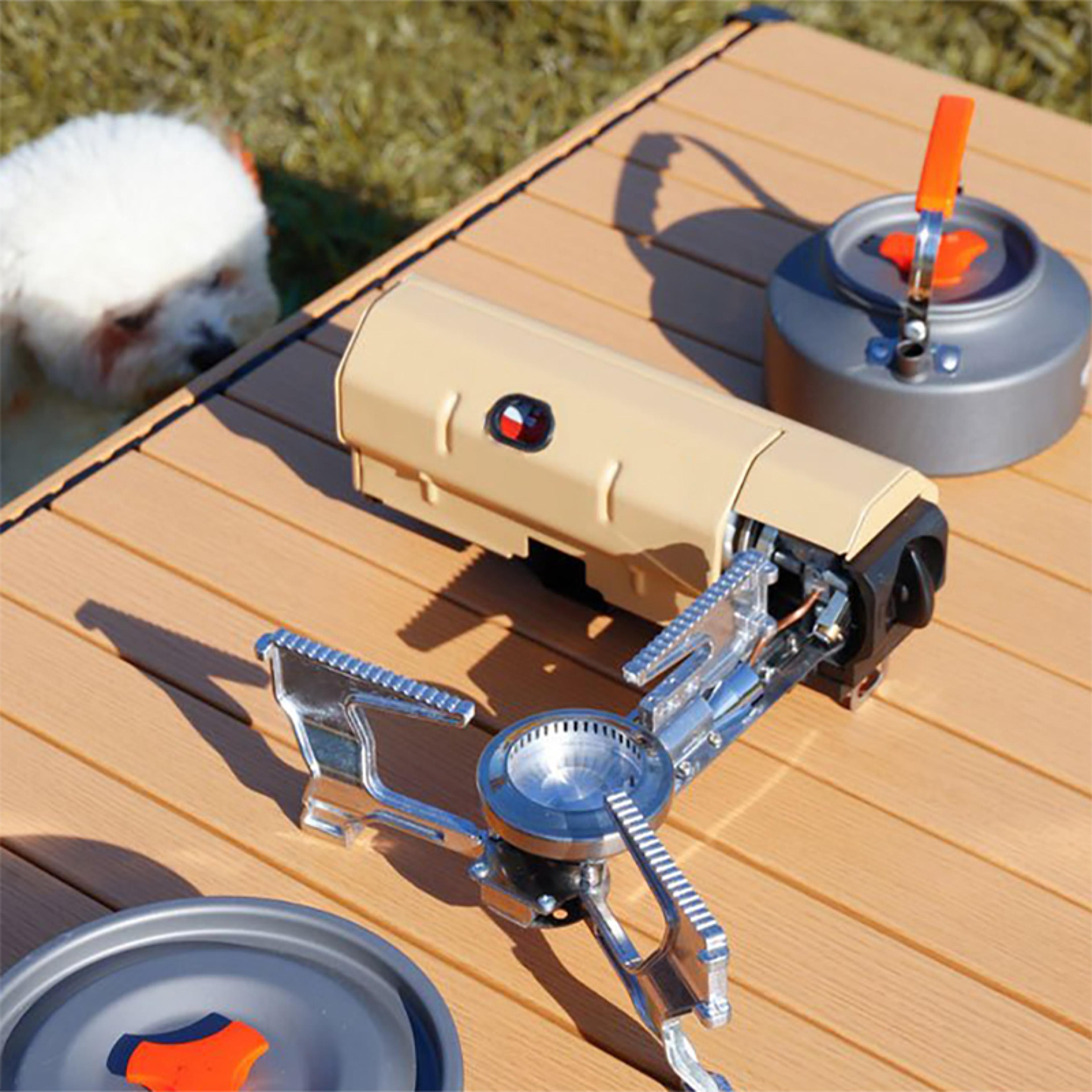 camping stove folding gas burner with wind shield for outdoor cooking