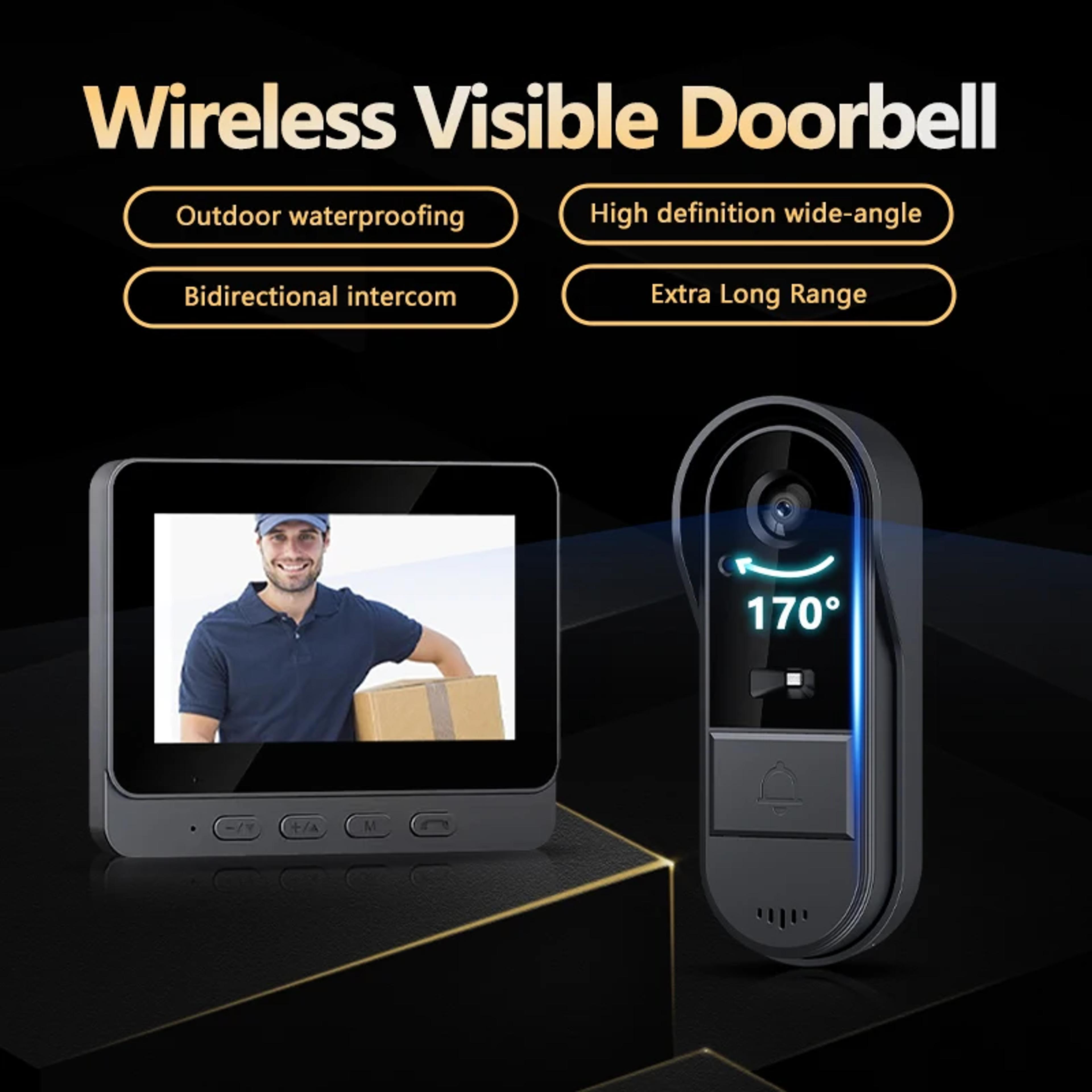 Wireless Video Doorbell Intercom With Screen HD Night Vision  Waterproof Camera 2