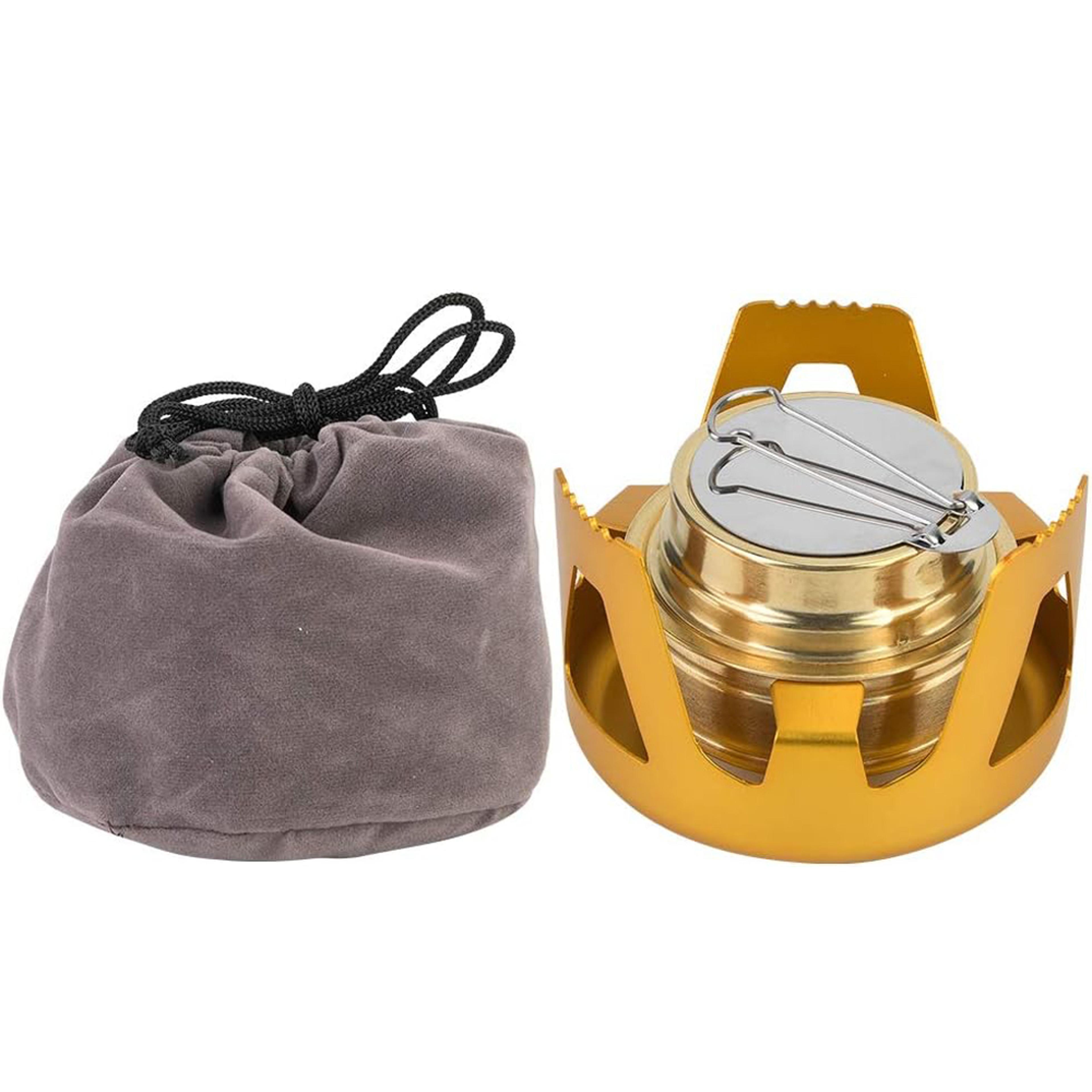 ultralight portable camping stove alcohol burner with pot stand for outdoor cooking