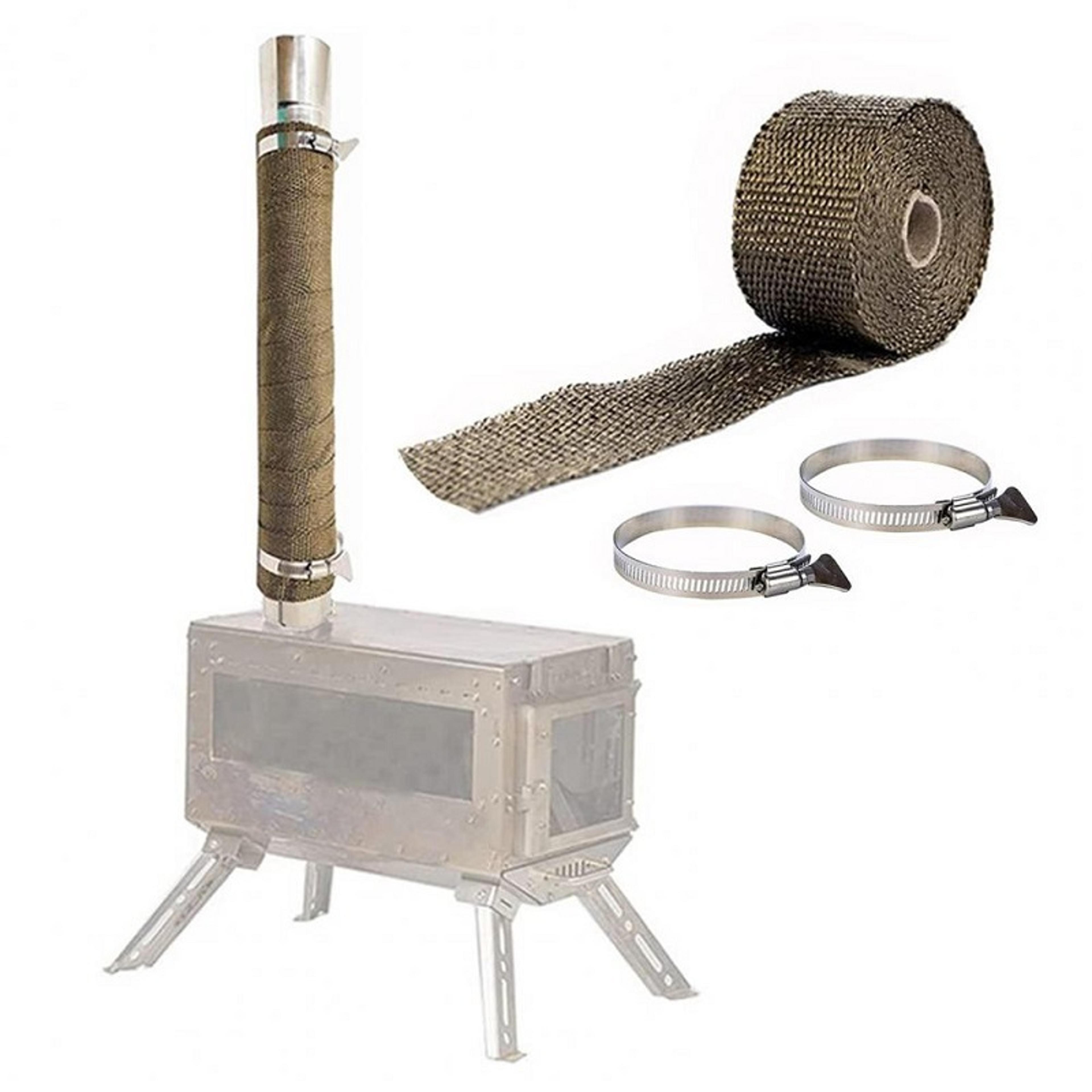Fireproof Stove Pipe Wrap Insulation Kit With Clamps For Tent Stove Exhaust Heat Protection 0