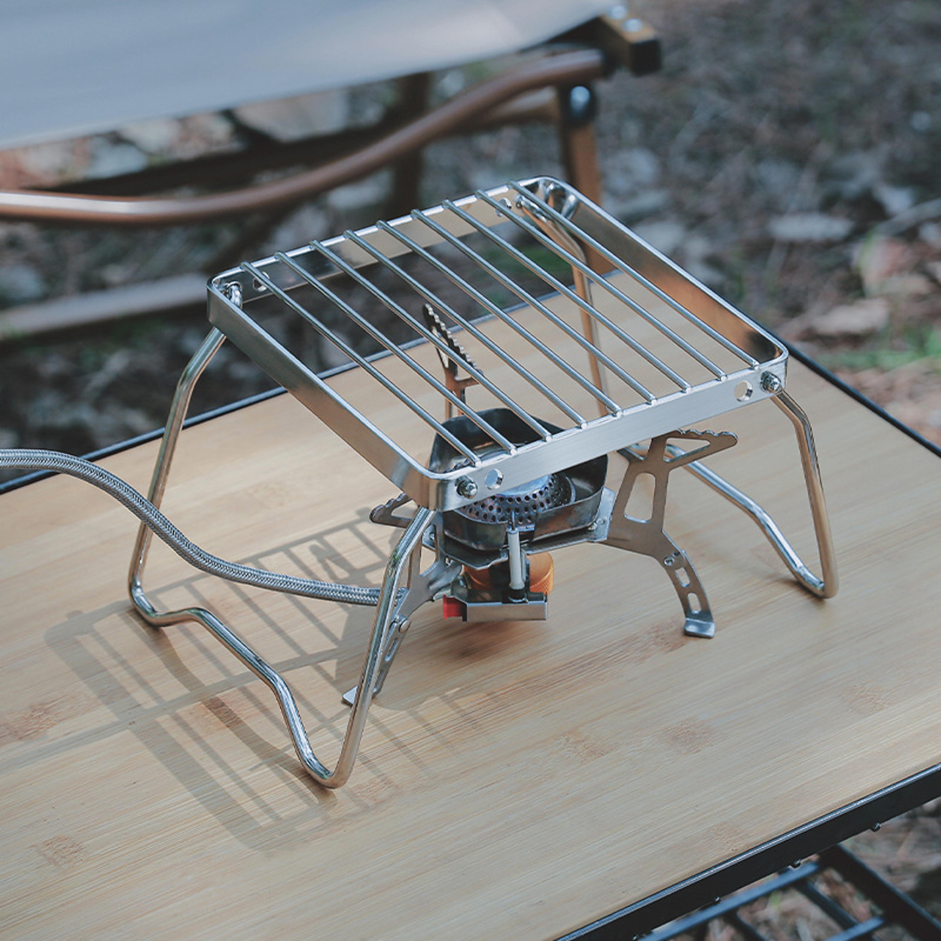 Portable Camping Stove Stand Foldable BBQ Grill Rack Stainless Steel Outdoor Cookware Support 0
