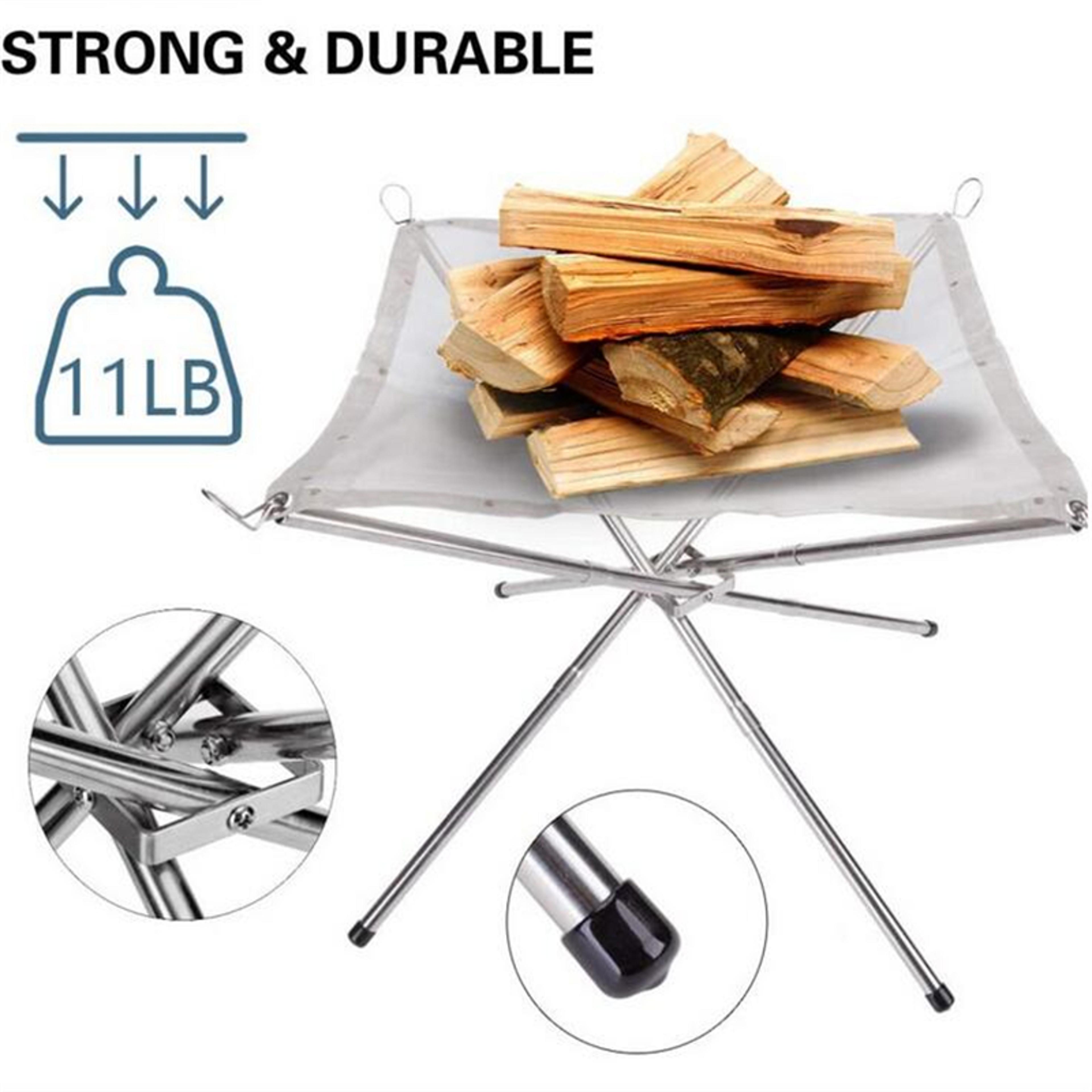 Portable Folding Fire Pit For Camping Stainless Steel Mesh Fire Stand 2