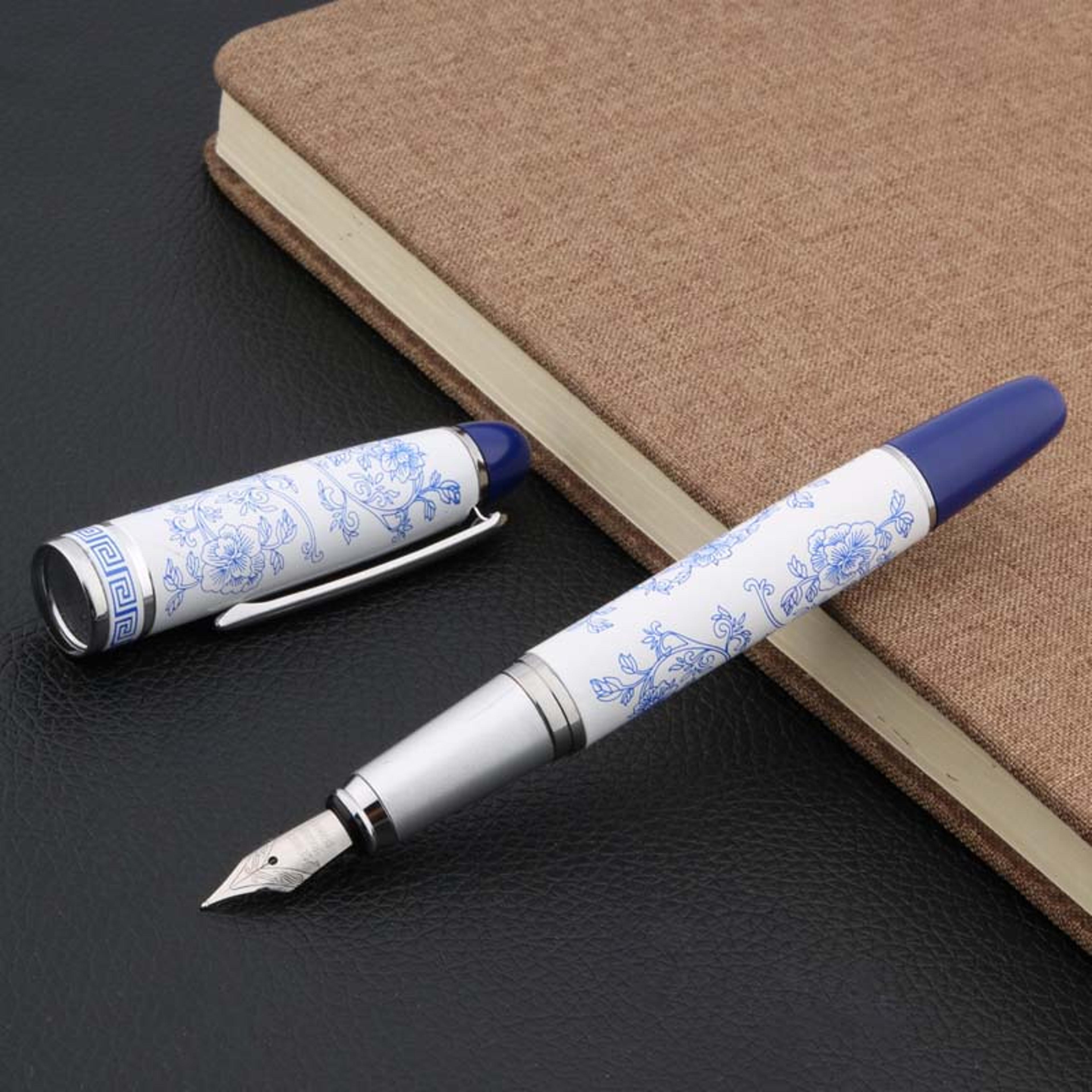 Blue White Porcelain Fountain Pen Medium Nib Elegant Writing Pen 5