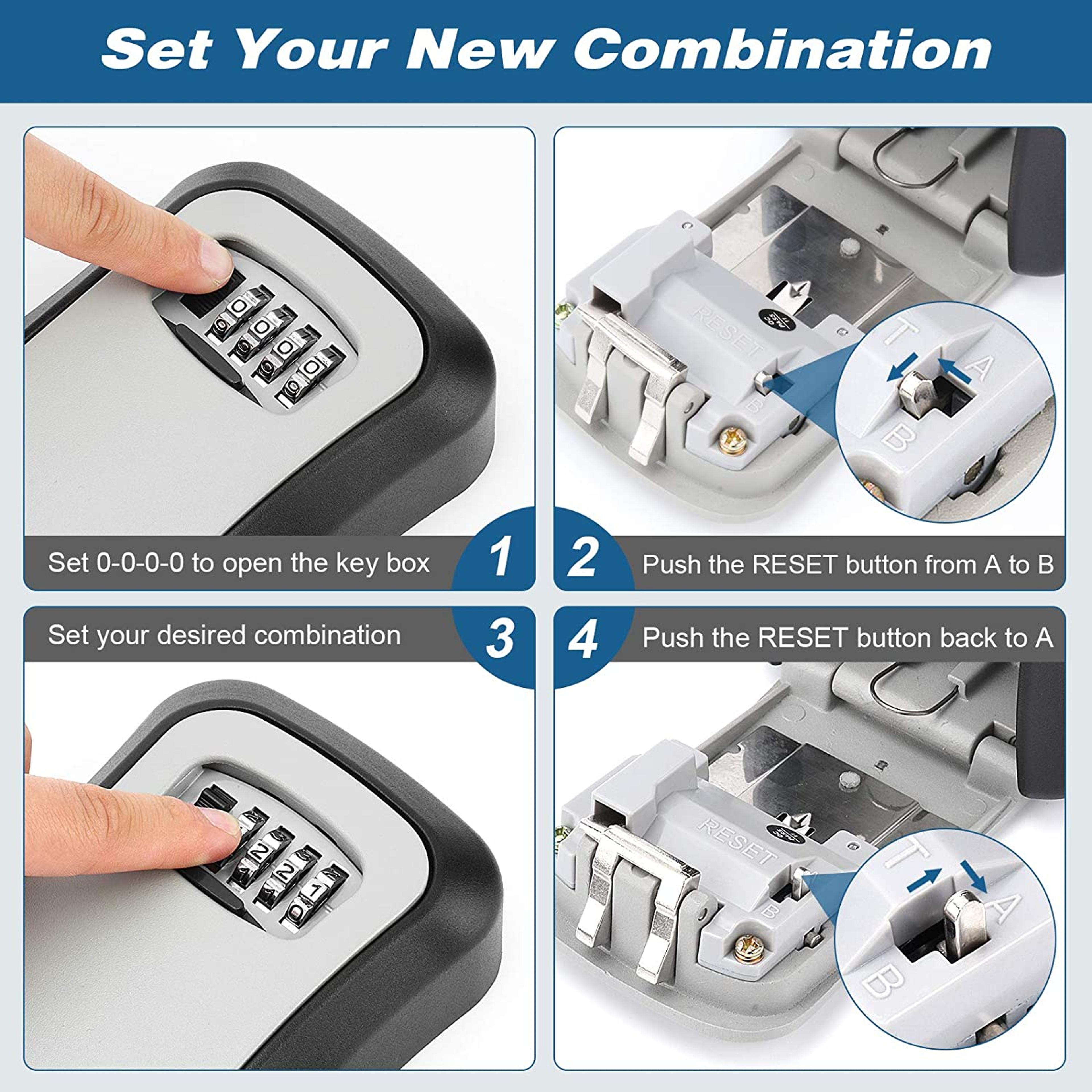 Wall Mounted Outdoor Key Safe Lock Box With Combination Secure Key Storage 6
